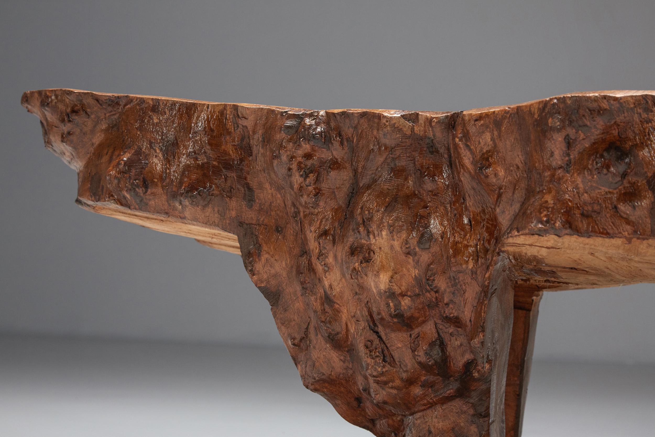 Wabi-Sabi Burl Wood Coffee Table, Rustic Side Table with Japanese Influences 3