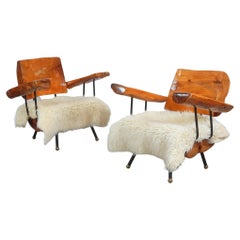 Wabi Sabi Burlwood, Iron and Bronze Lounge Chairs