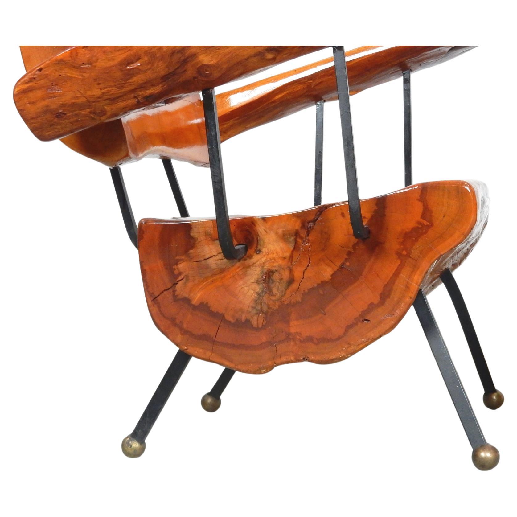 Bronze Fauteuils de salon Wabi Sabi en bois de ronce, fer et bronze en vente