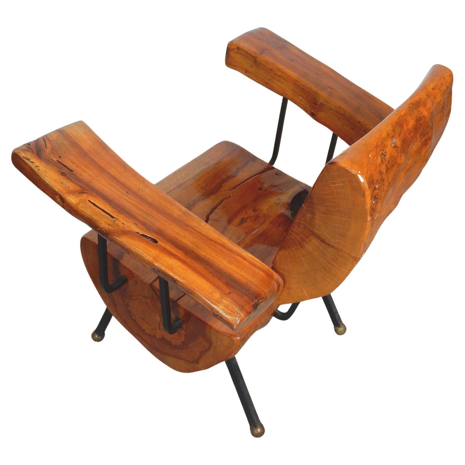 Fauteuils de salon Wabi Sabi en bois de ronce, fer et bronze en vente 1