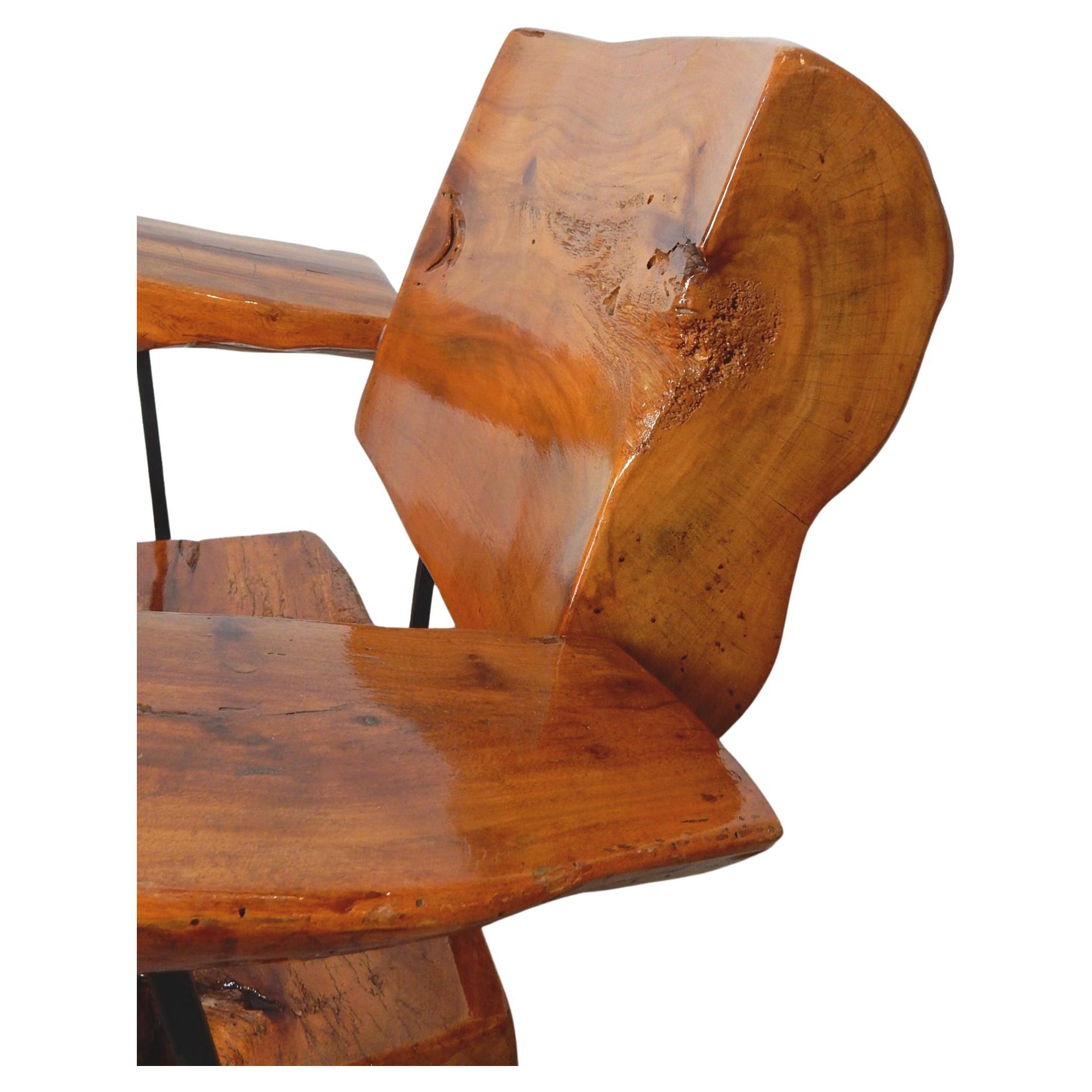 Fauteuils de salon Wabi Sabi en bois de ronce, fer et bronze en vente 2