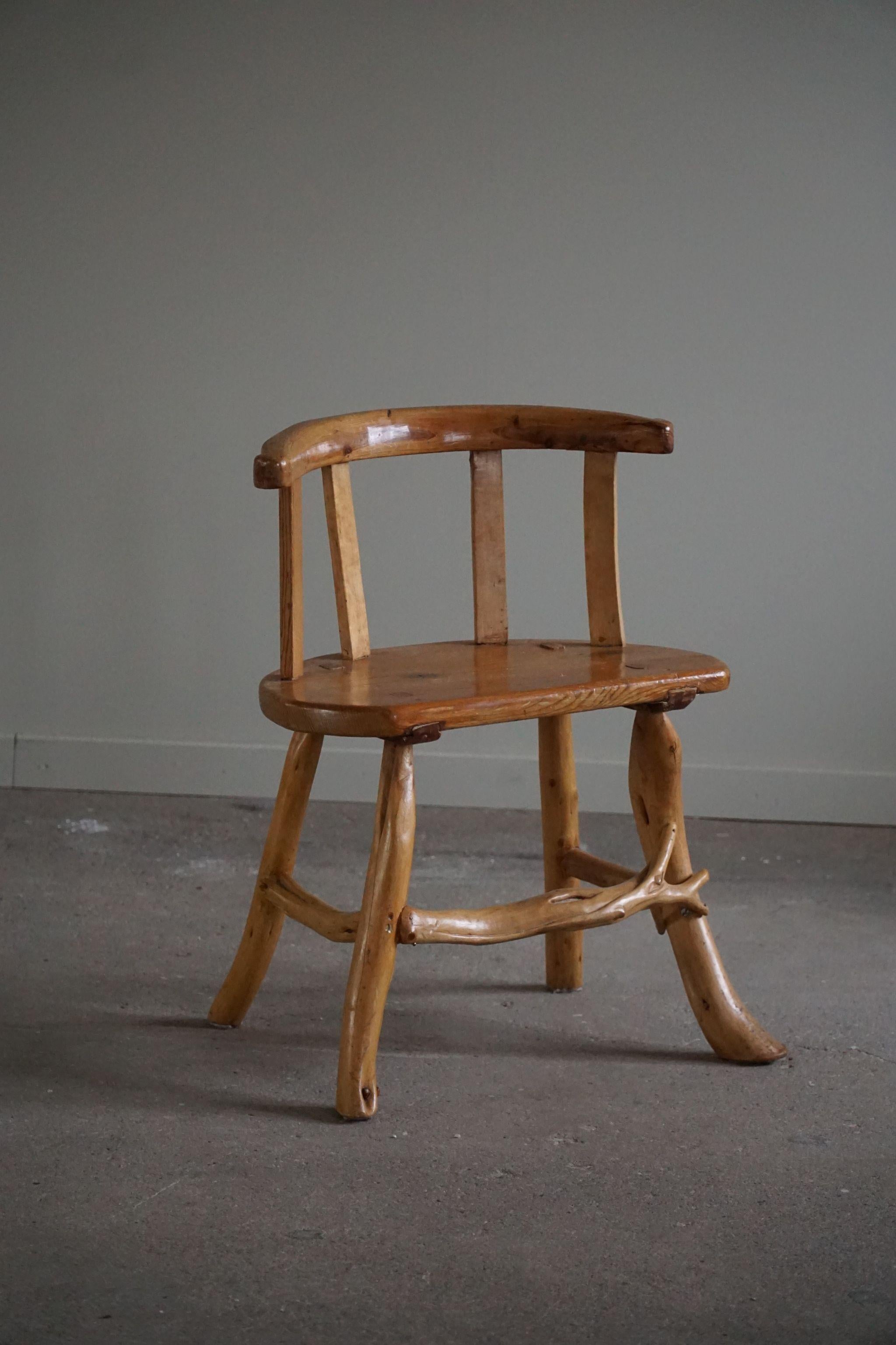 Wabi Sabi Chair in Solid Pine, Handcrafted by a Swedish Cabinetmaker, 1950s 4
