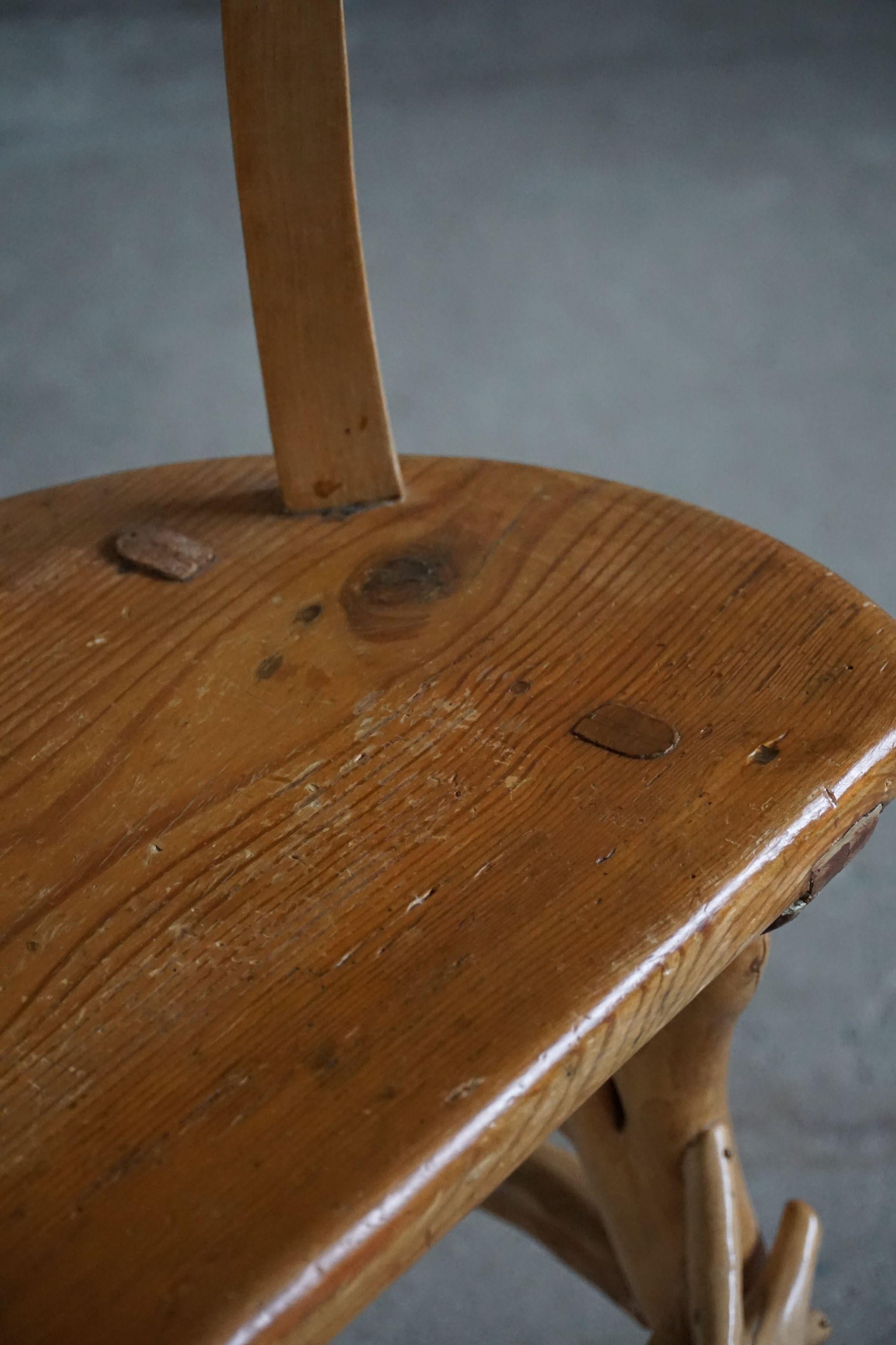 Wabi Sabi Chair in Solid Pine, Handcrafted by a Swedish Cabinetmaker, 1950s In Good Condition In Odense, DK