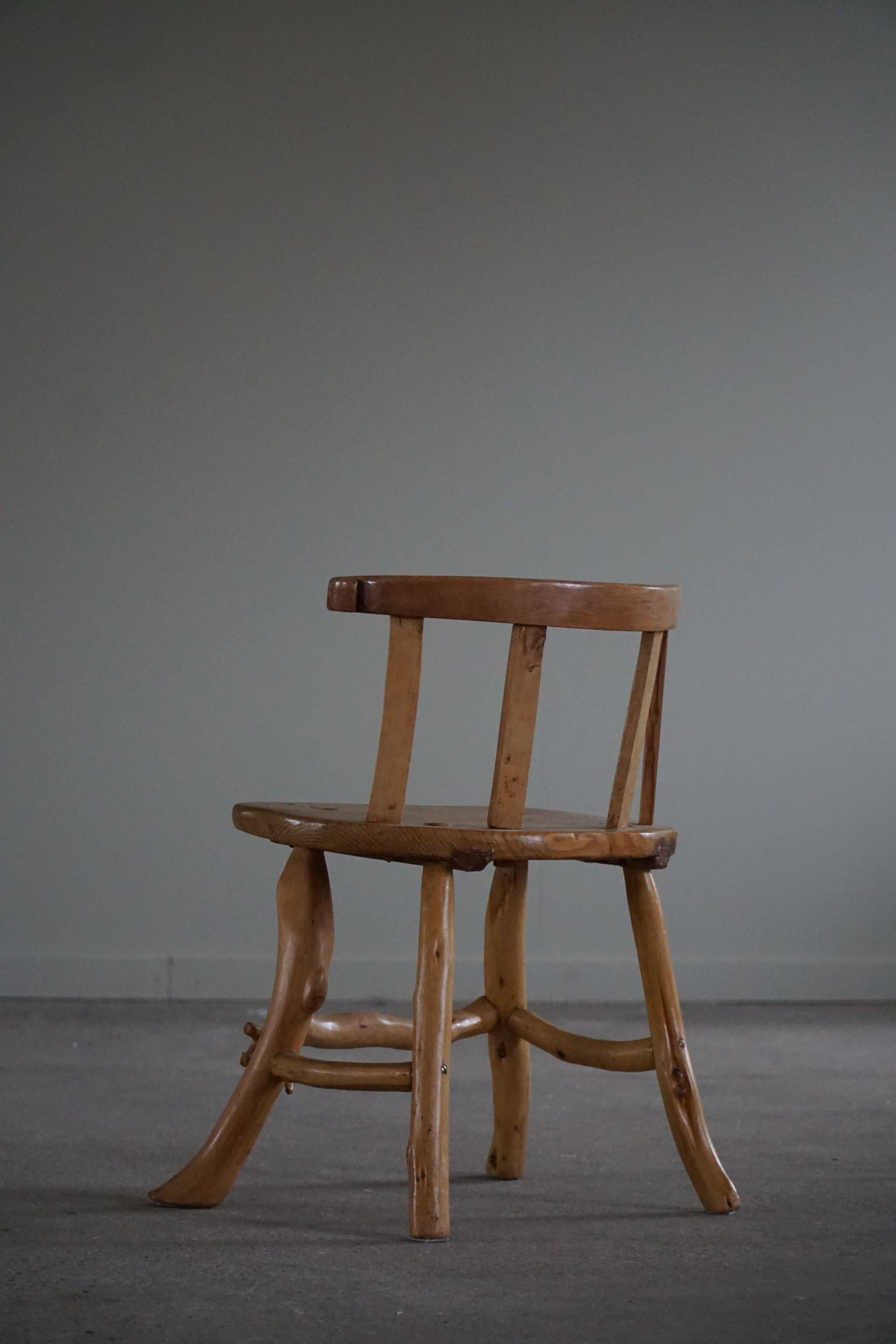 Wabi Sabi Chair in Solid Pine, Handcrafted by a Swedish Cabinetmaker, 1950s 2