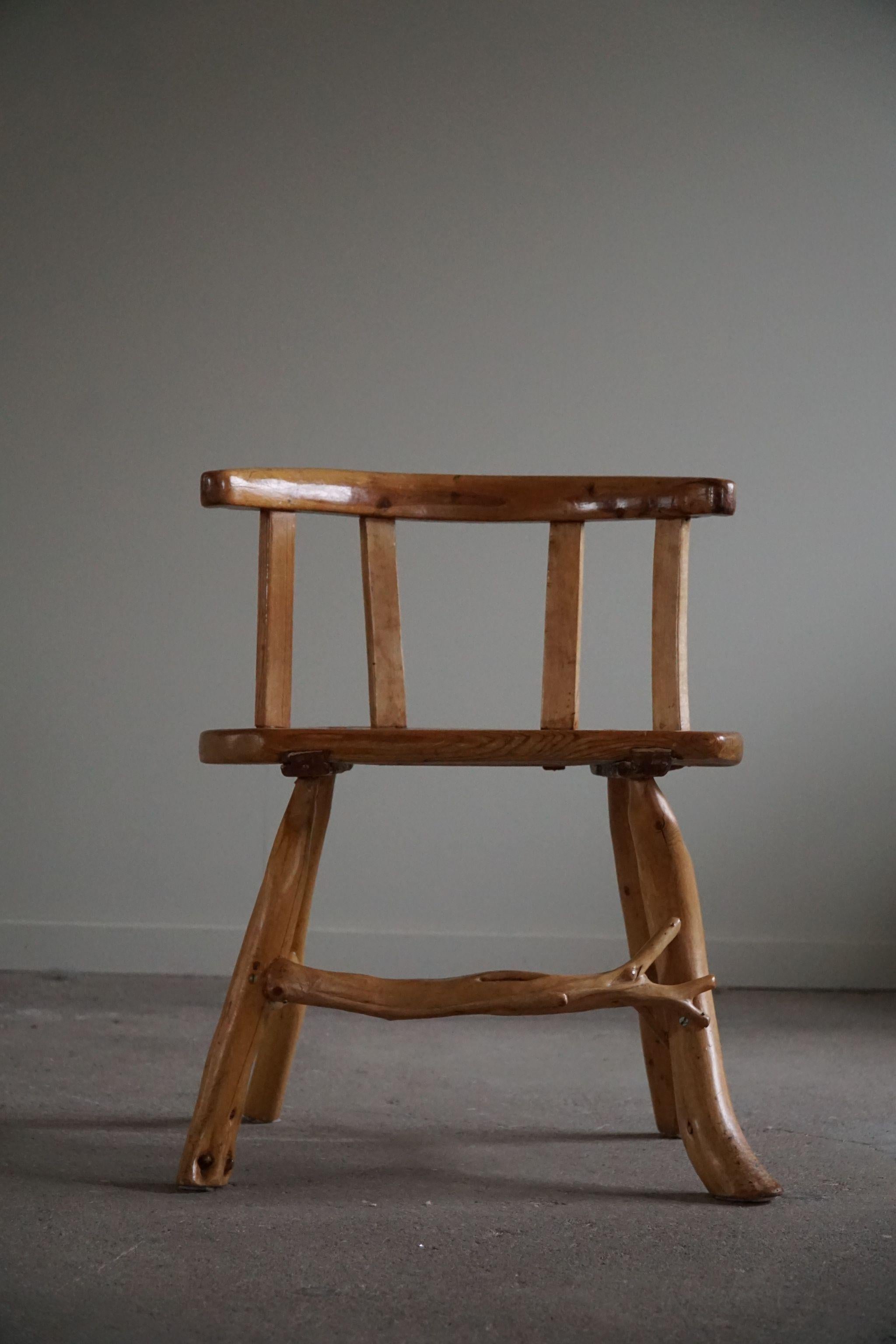 Wabi Sabi Chair in Solid Pine, Handcrafted by a Swedish Cabinetmaker, 1950s 3