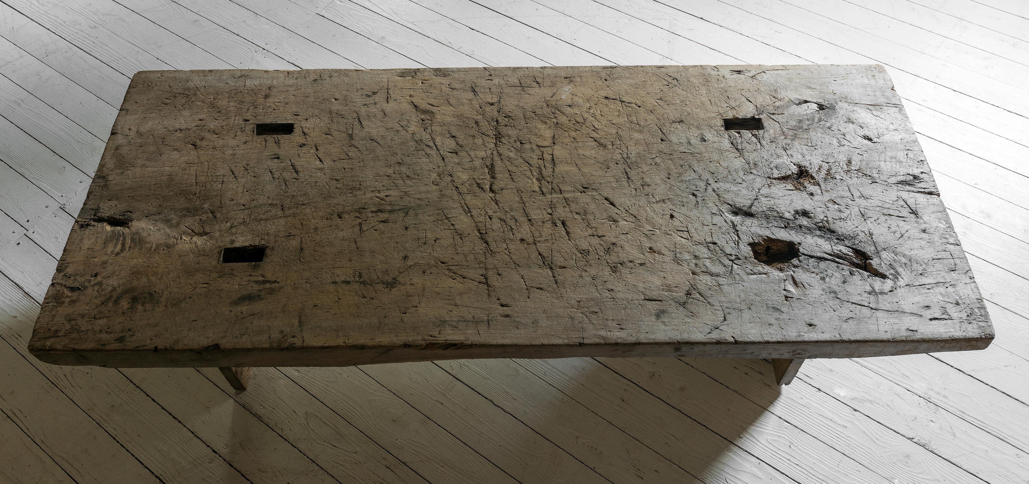 German Wabi Sabi Coffee Table in Heavy Poplar and Oak For Sale