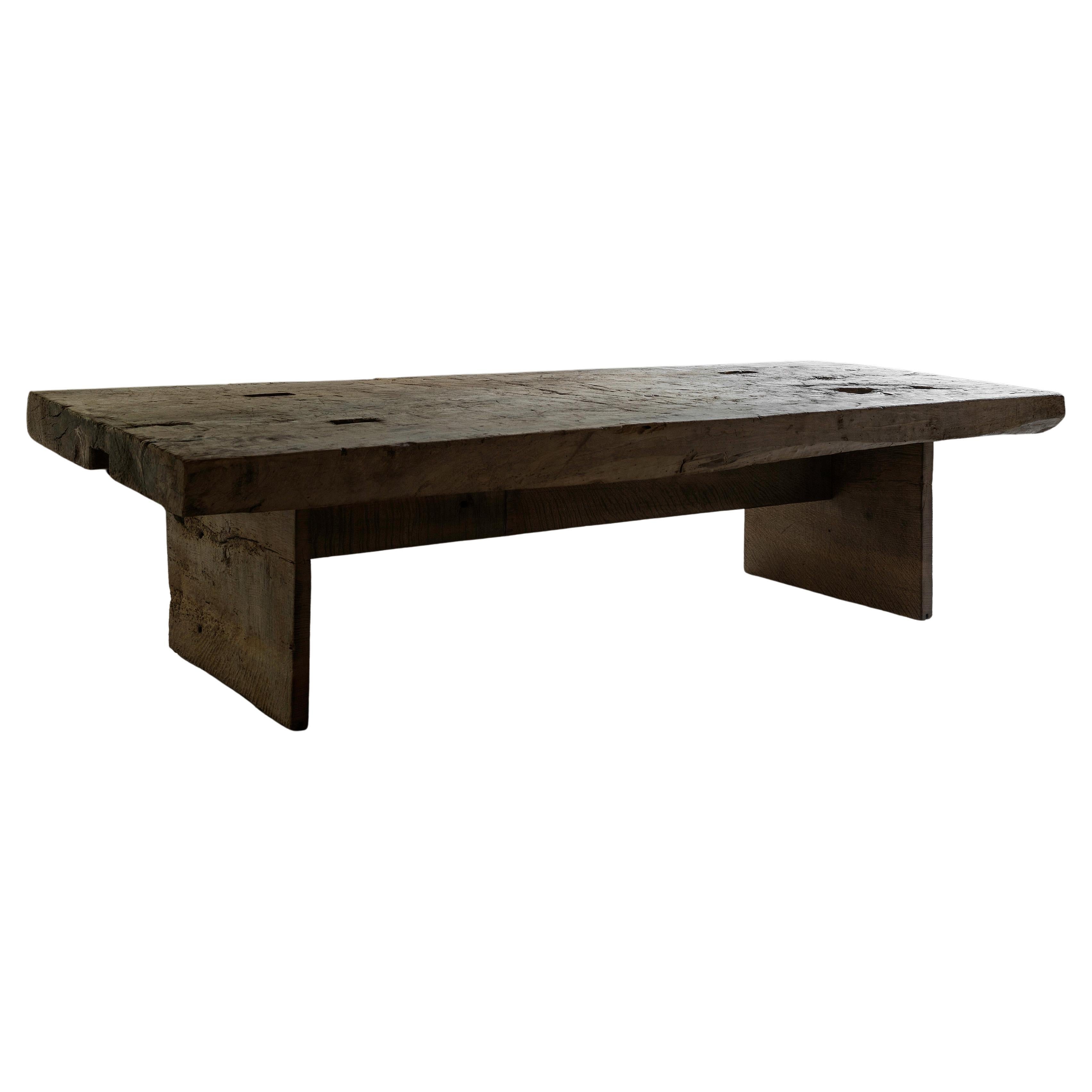 Wabi Sabi Coffee Table in Heavy Poplar and Oak For Sale
