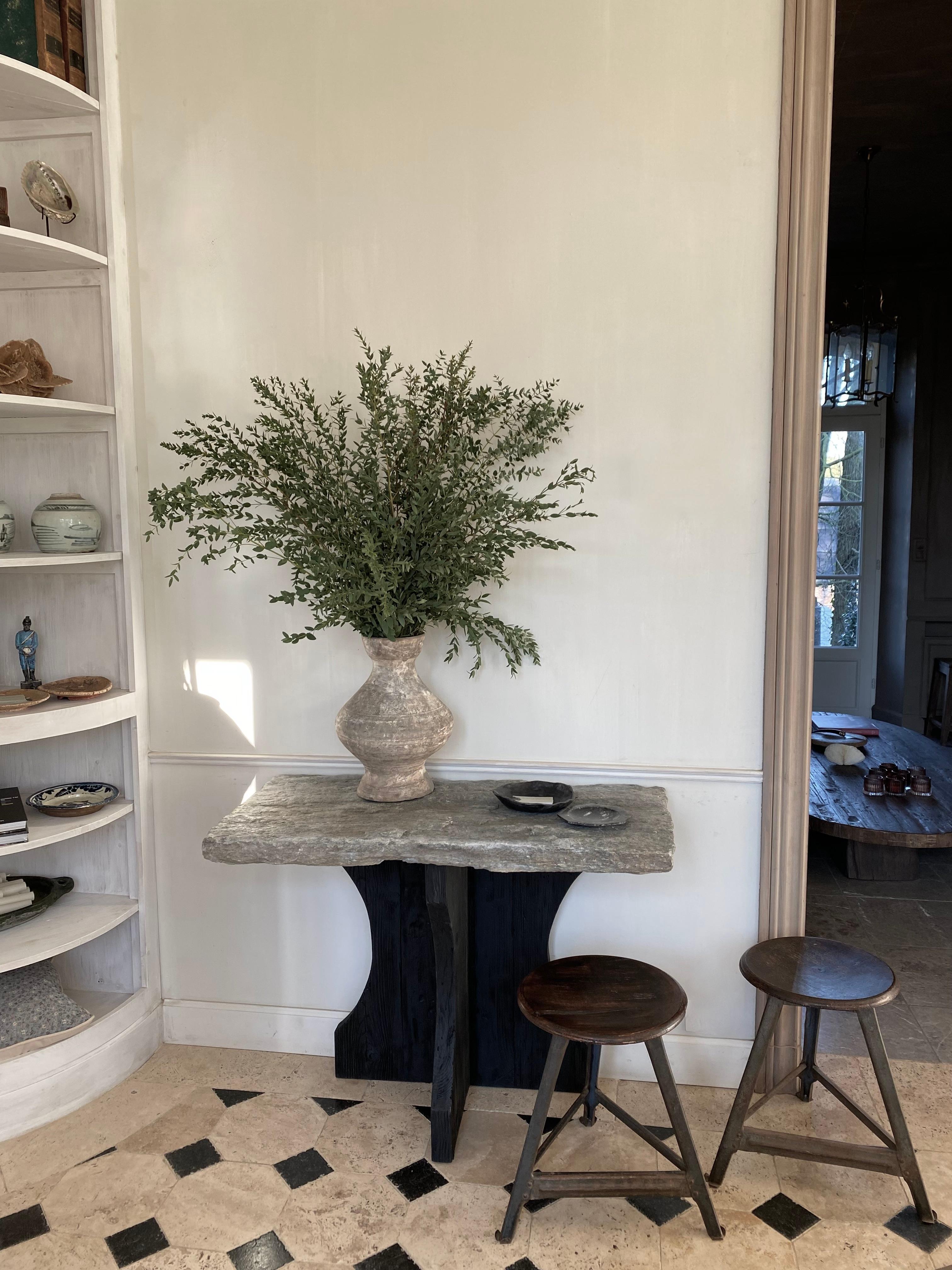 Wabi Sabi Console with Old Stone Crouton Top For Sale 4