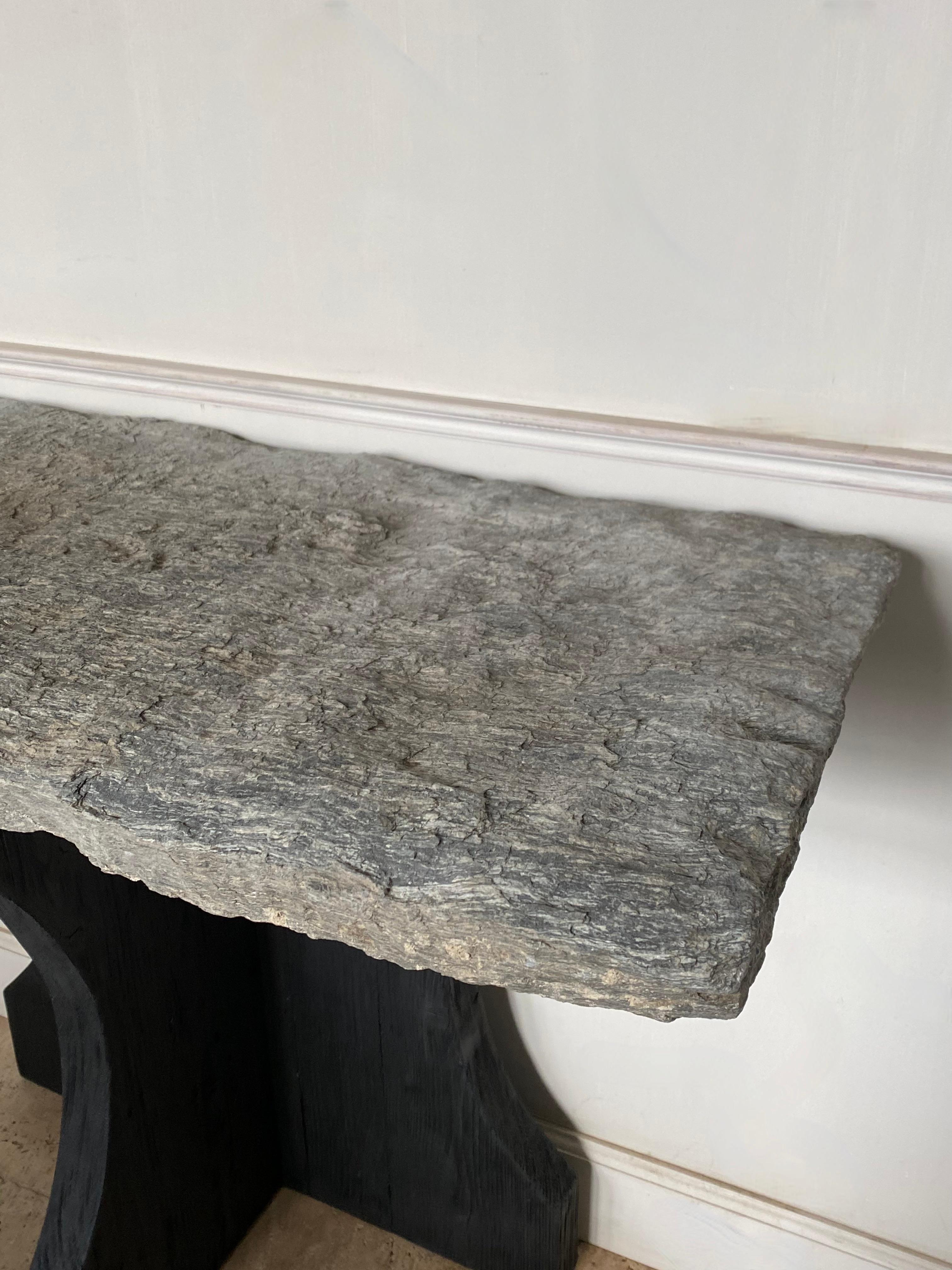 Wabi Sabi Console with Old Stone Crouton Top In Good Condition For Sale In Nijlen, BE