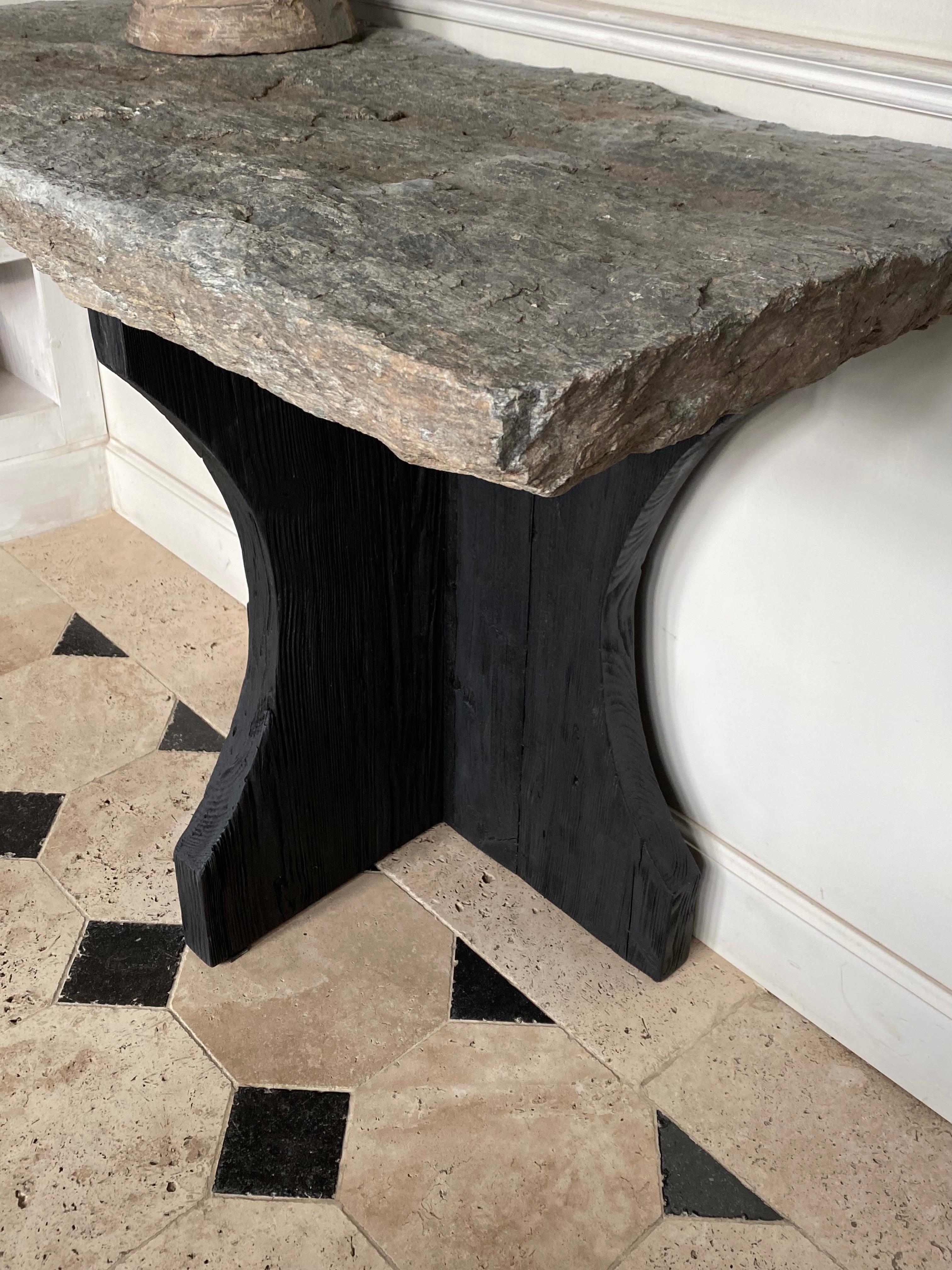 Wabi Sabi Console with Old Stone Crouton Top For Sale 1