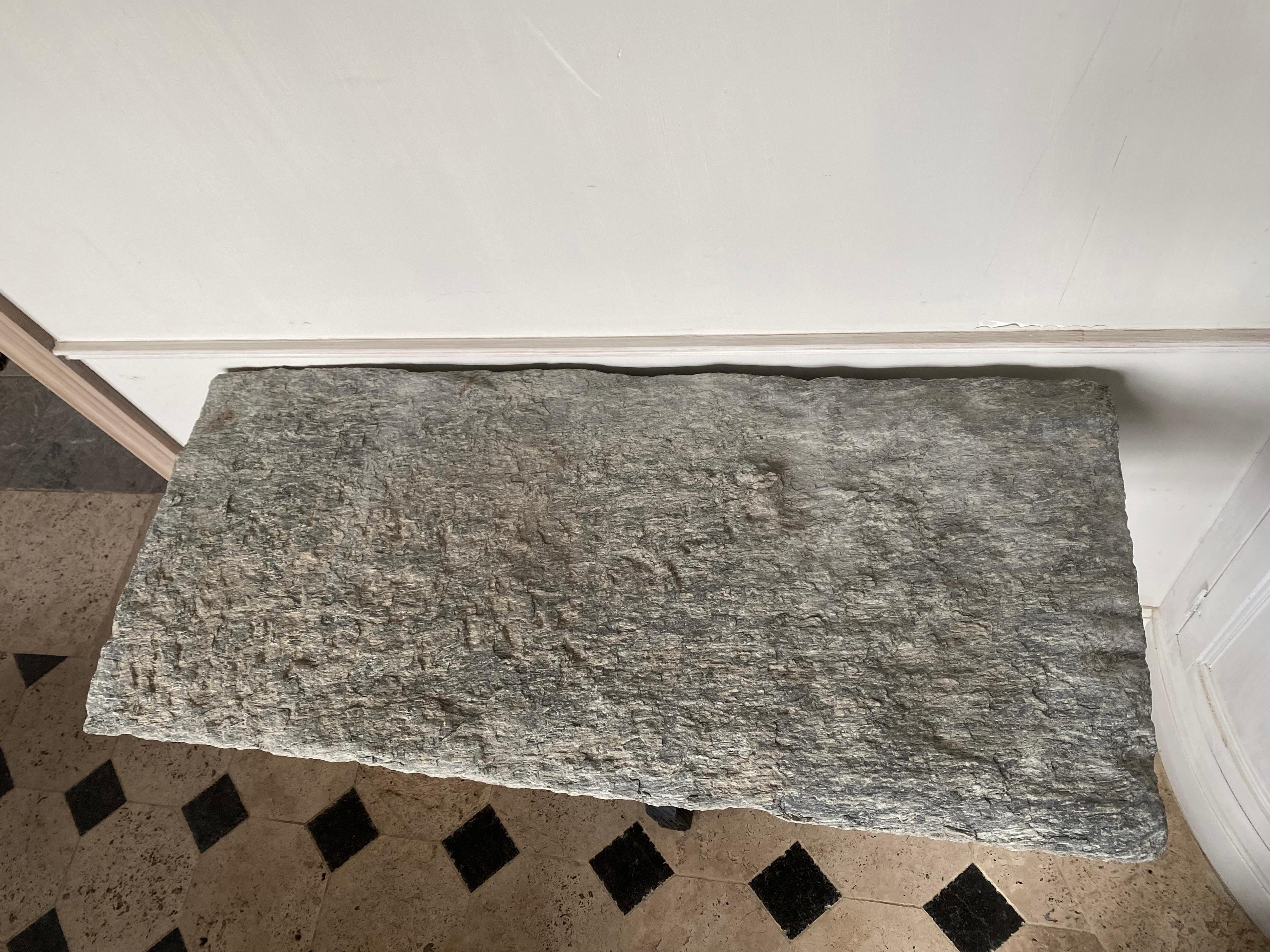 Wabi Sabi Console with Old Stone Crouton Top For Sale 2