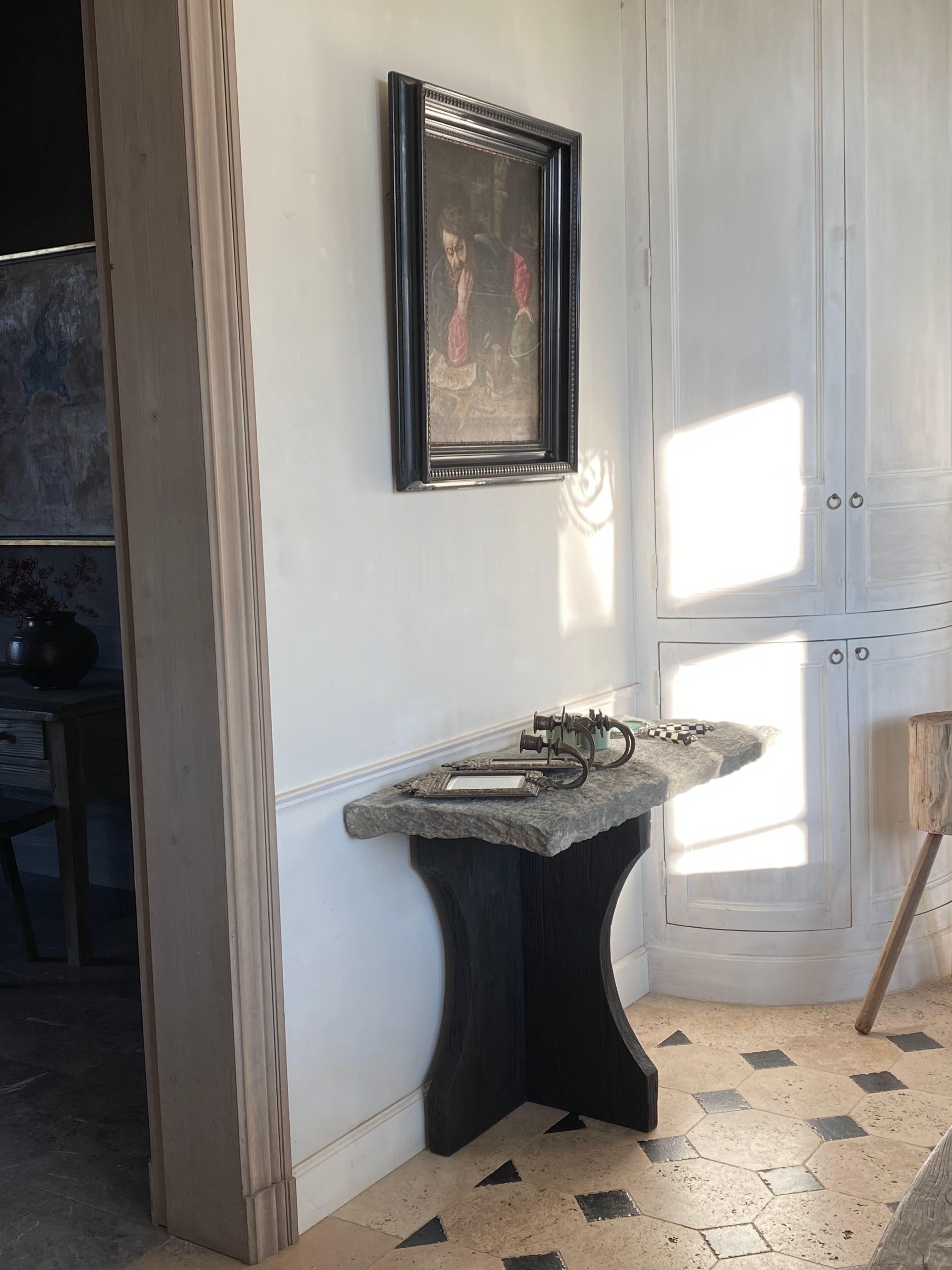 Wabi Sabi Console with Old Stone Crouton Top For Sale 3