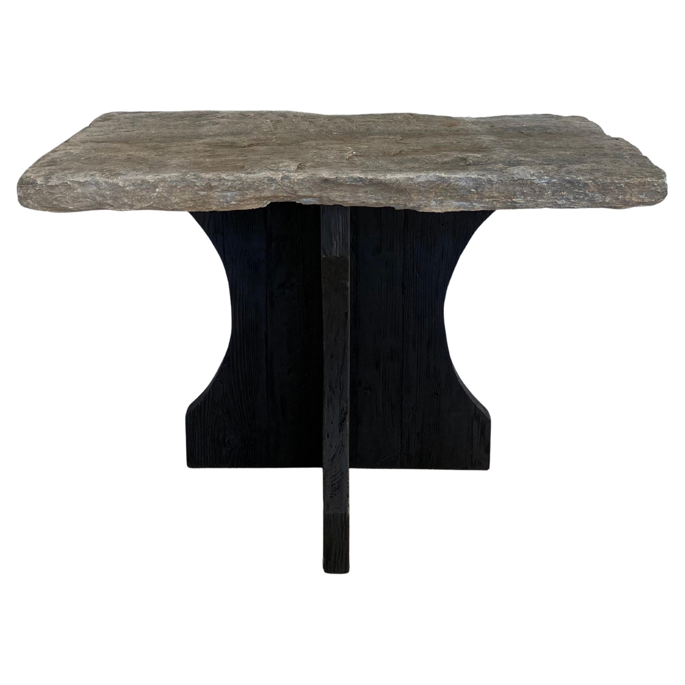 Wabi Sabi Console with Old Stone Crouton Top For Sale
