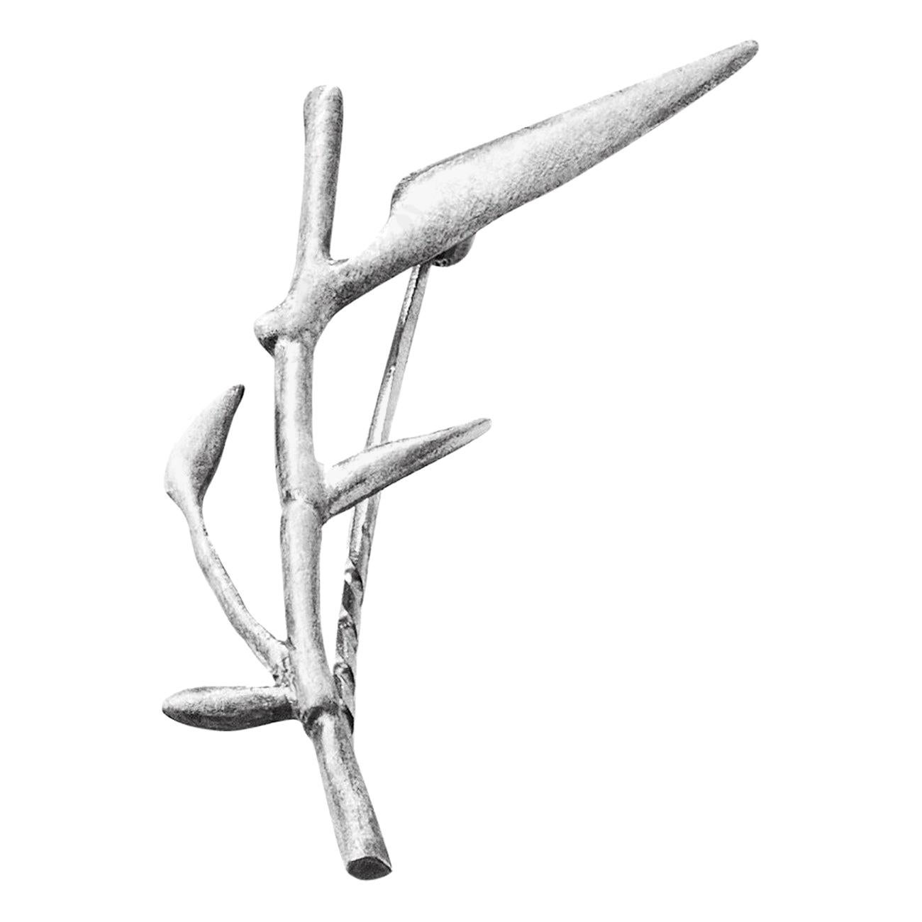 Wabi-Sabi Contemporary Bamboo Brooch in Silver N3 by the Artist, Feat. in Vogue