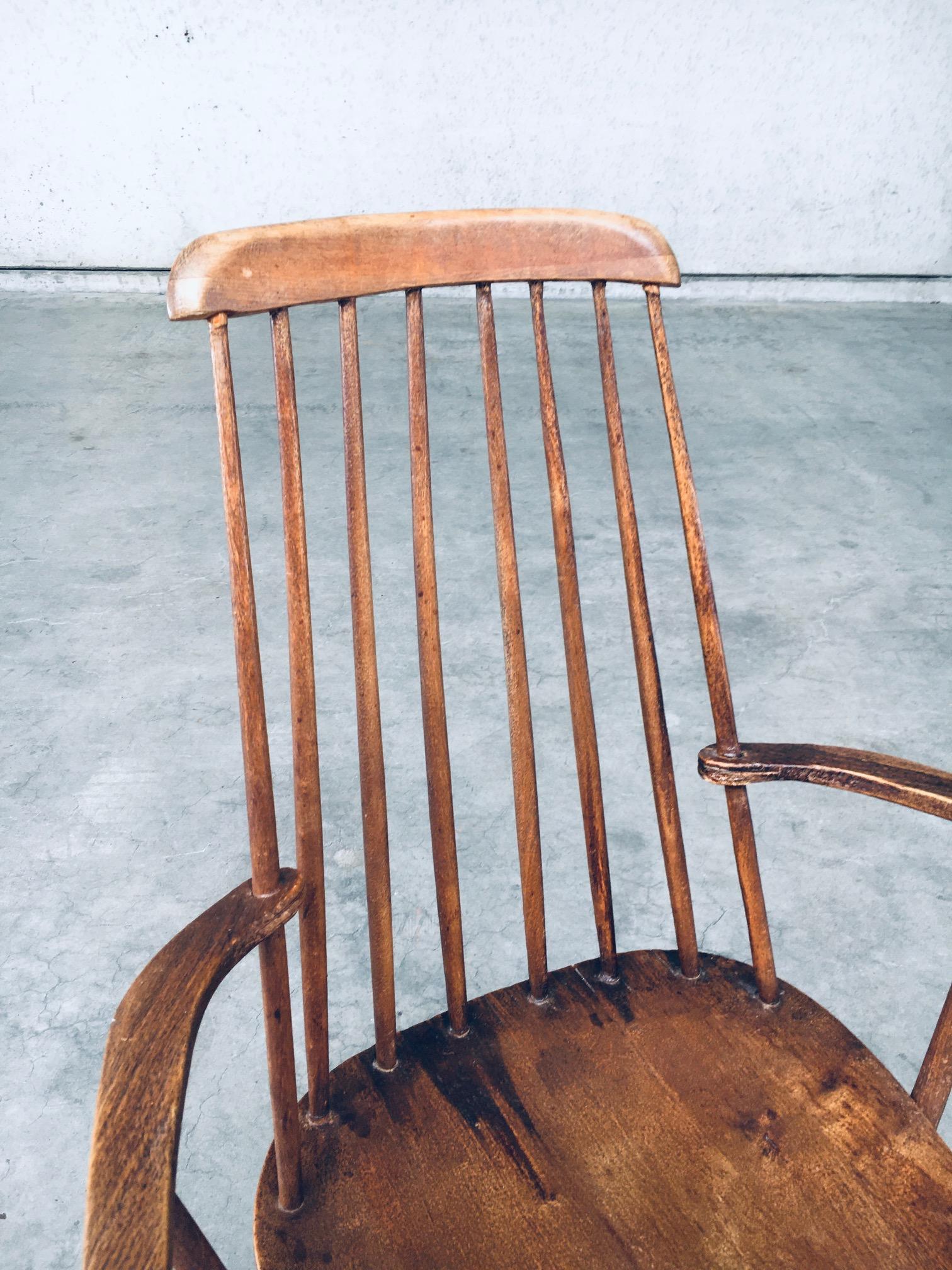 Wabi Sabi Design Oak Spindle Back Chairs, France 1940's For Sale 5