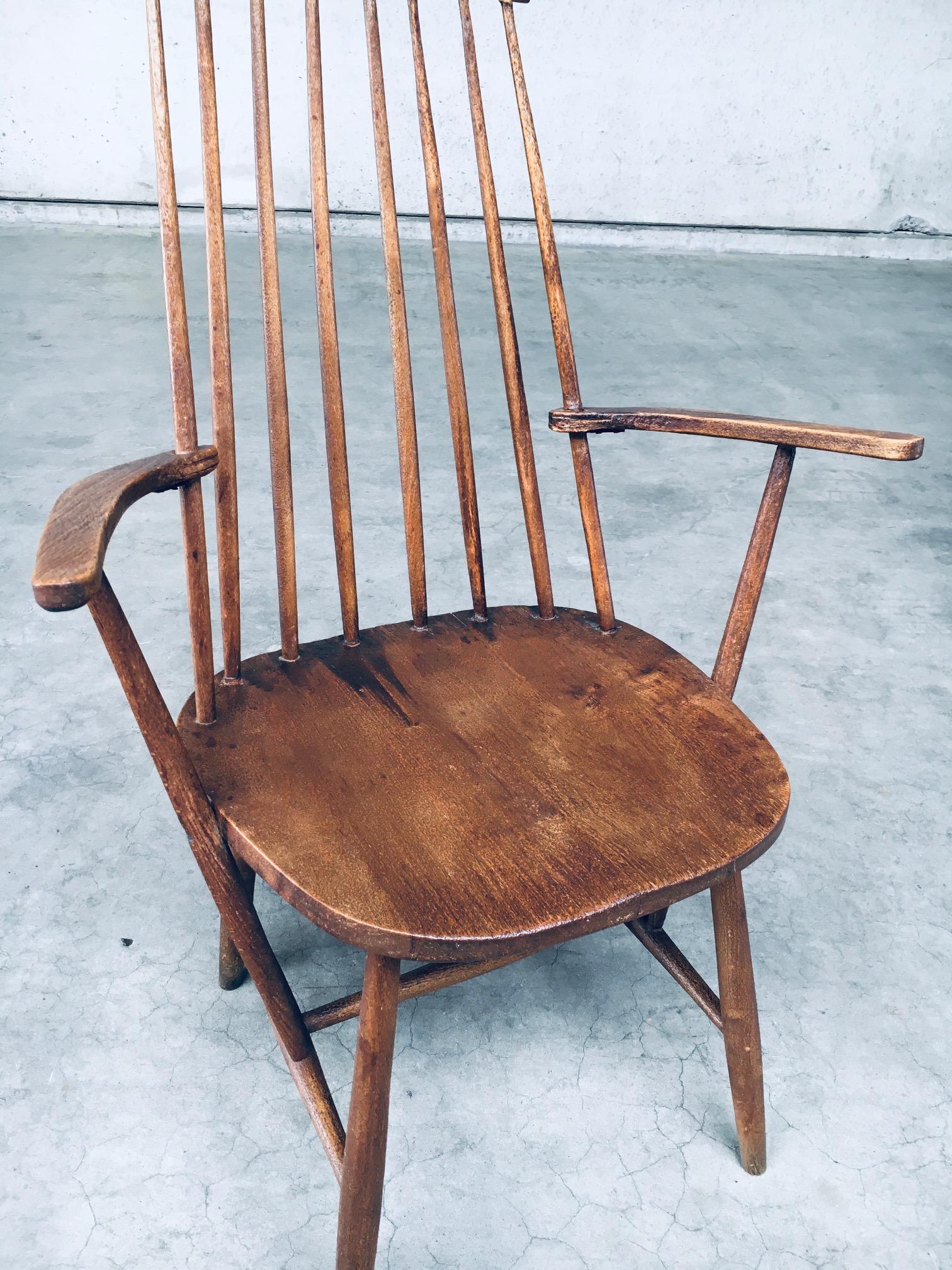 Wabi Sabi Design Oak Spindle Back Chairs, France 1940's For Sale 6