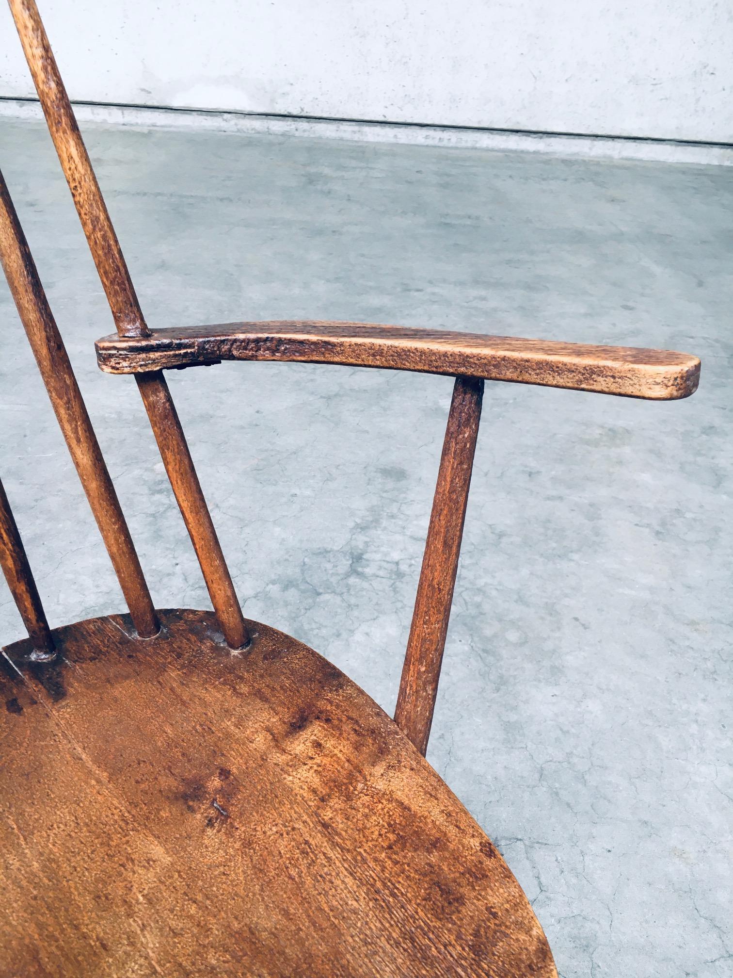 Wabi Sabi Design Oak Spindle Back Chairs, France 1940's For Sale 7