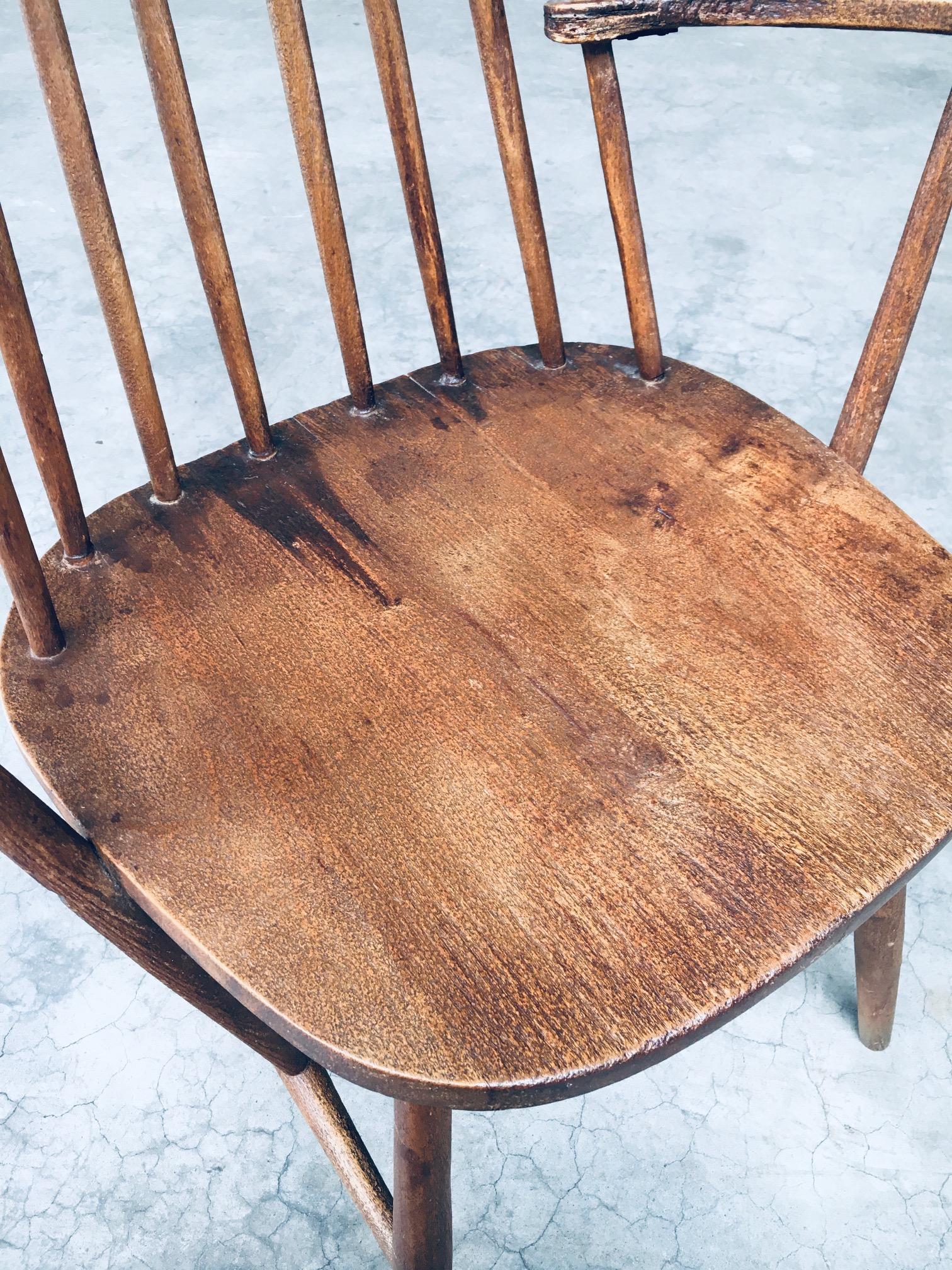 Wabi Sabi Design Oak Spindle Back Chairs, France 1940's For Sale 8