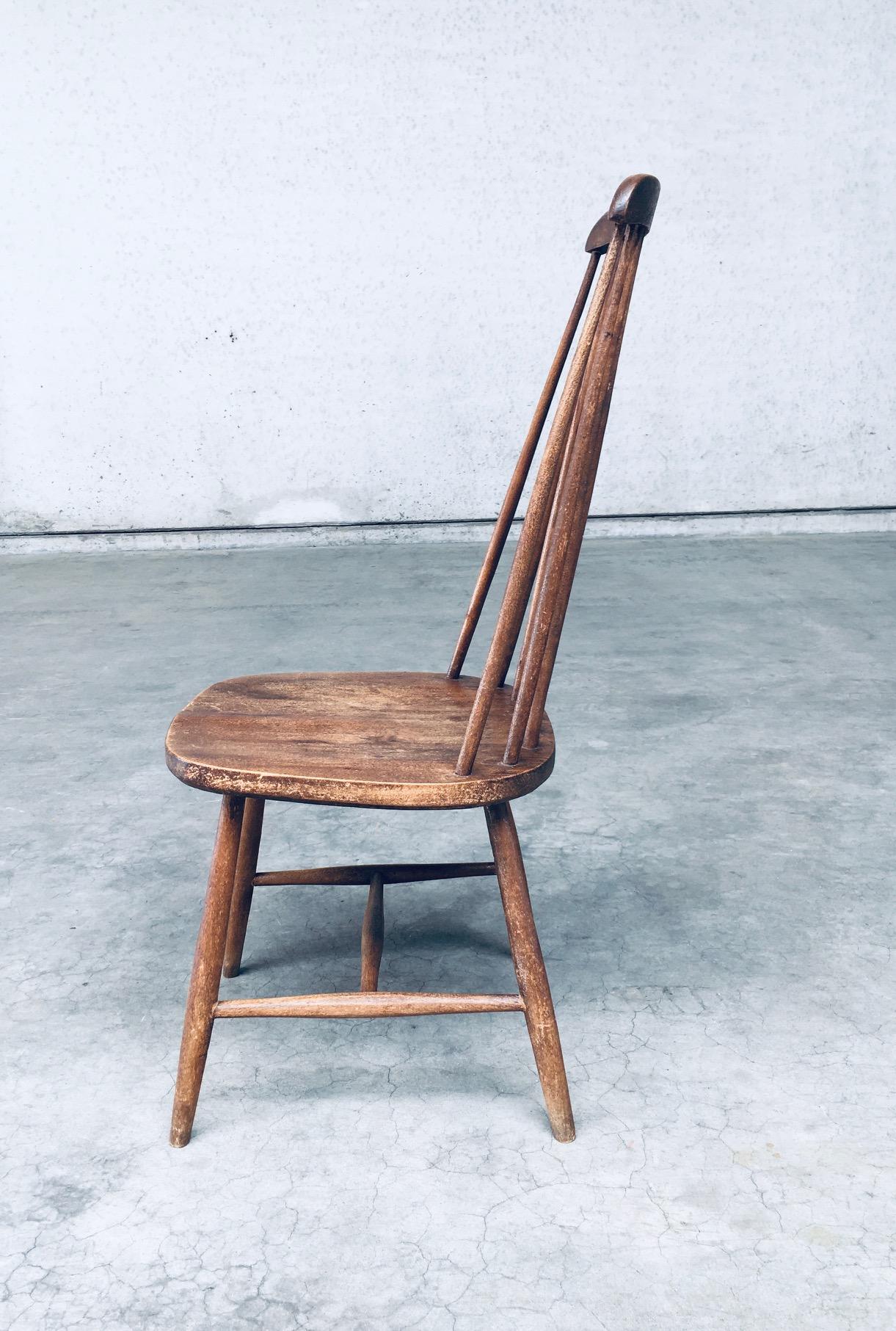 Wabi Sabi Design Oak Spindle Back Chairs, France 1940's For Sale 10