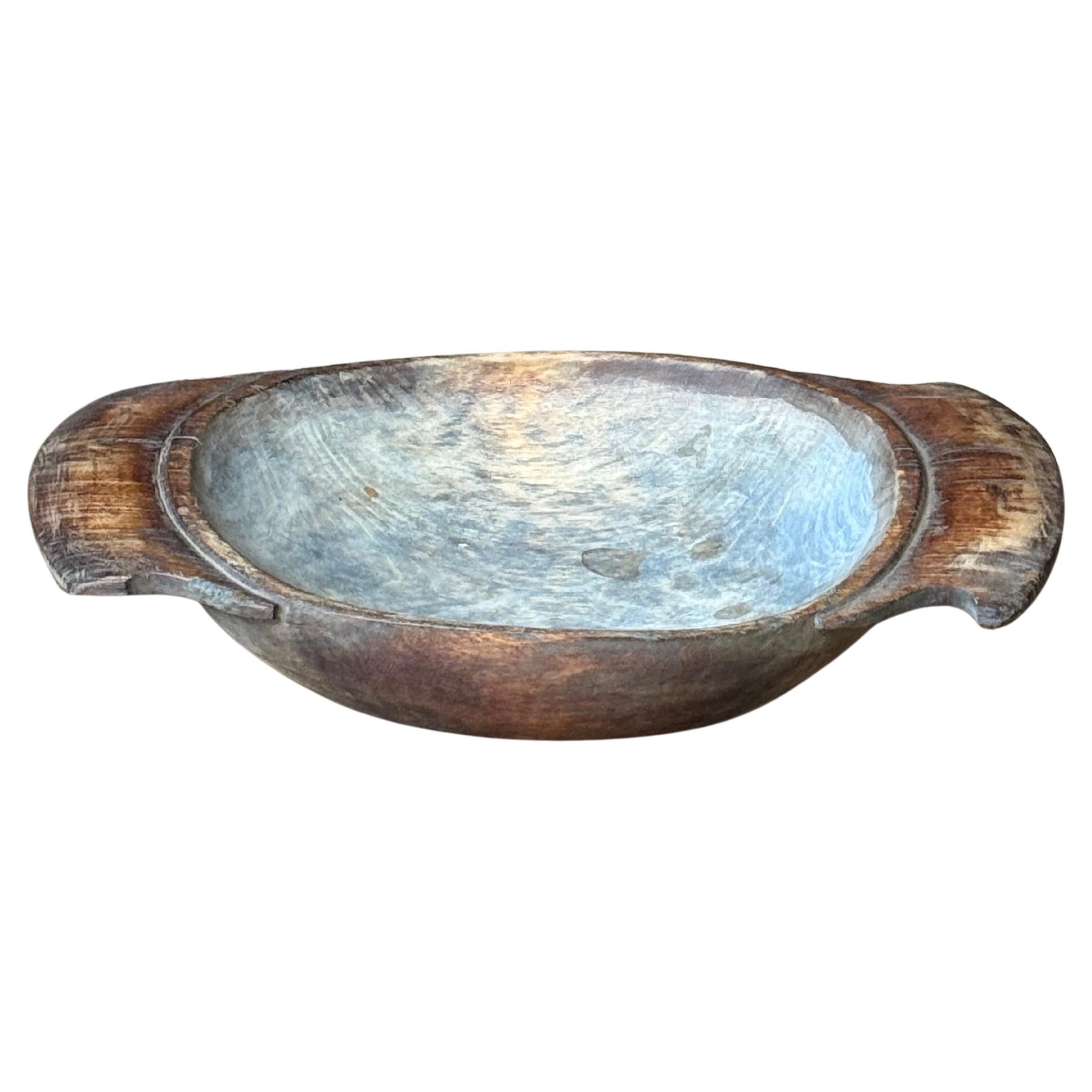 Wabi Sabi Early 20th Century Norwegian Telemark Trough Bowl in Hand-Carved Wood