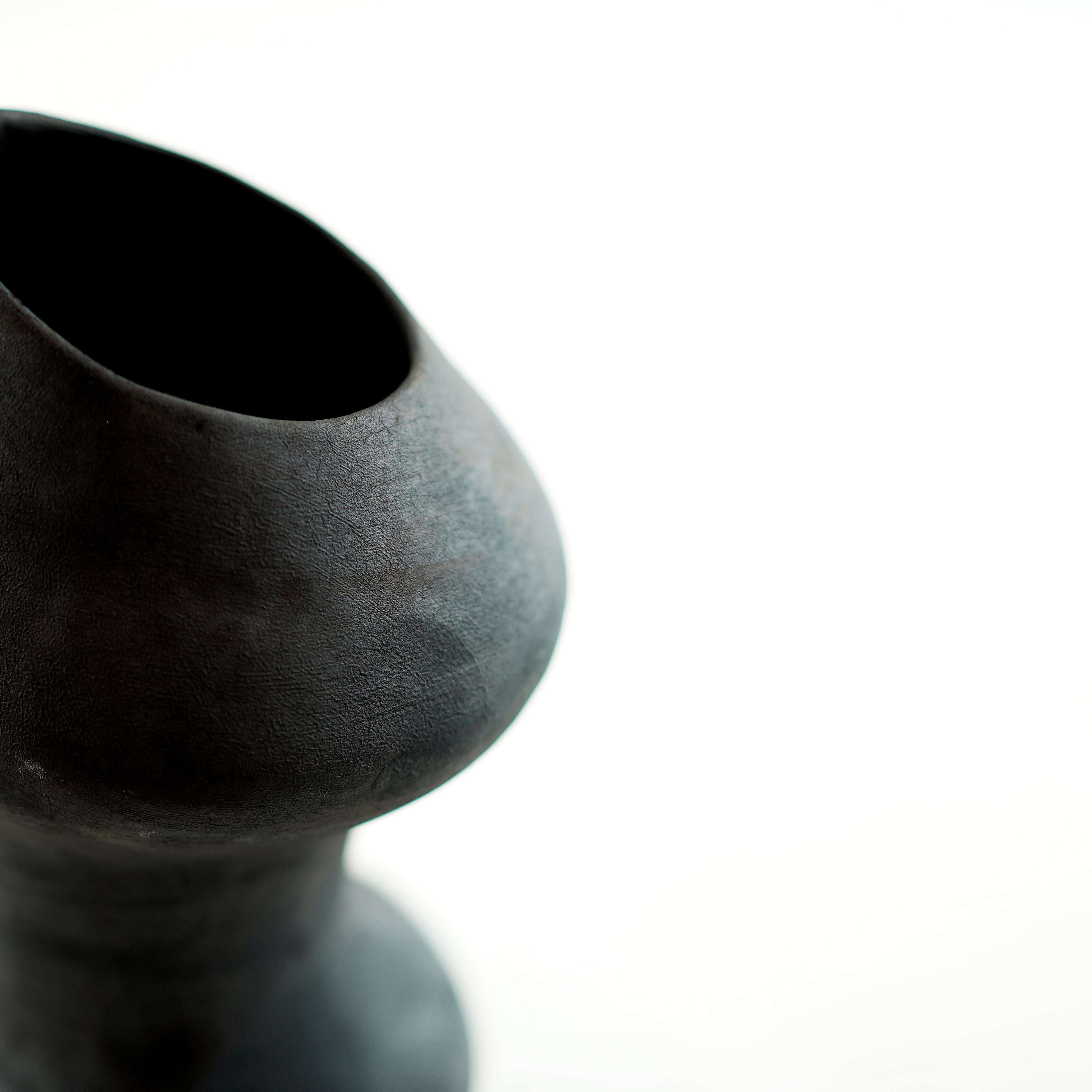 Modern Wabi Sabi Ebony Canyon Vase, Available in 3 Sizes For Sale