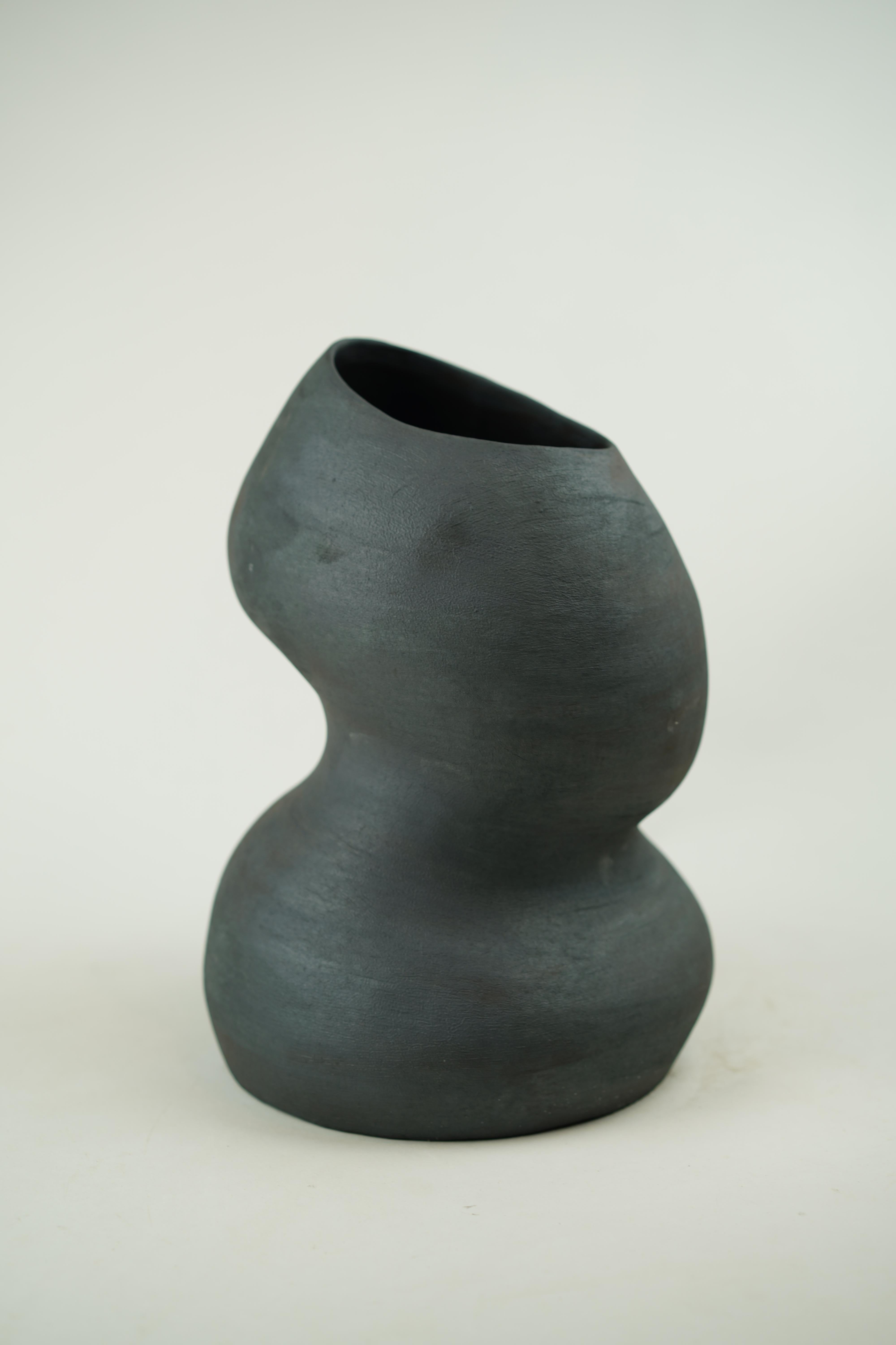 Asian Wabi Sabi Ebony Canyon Vase, Available in 3 Sizes For Sale