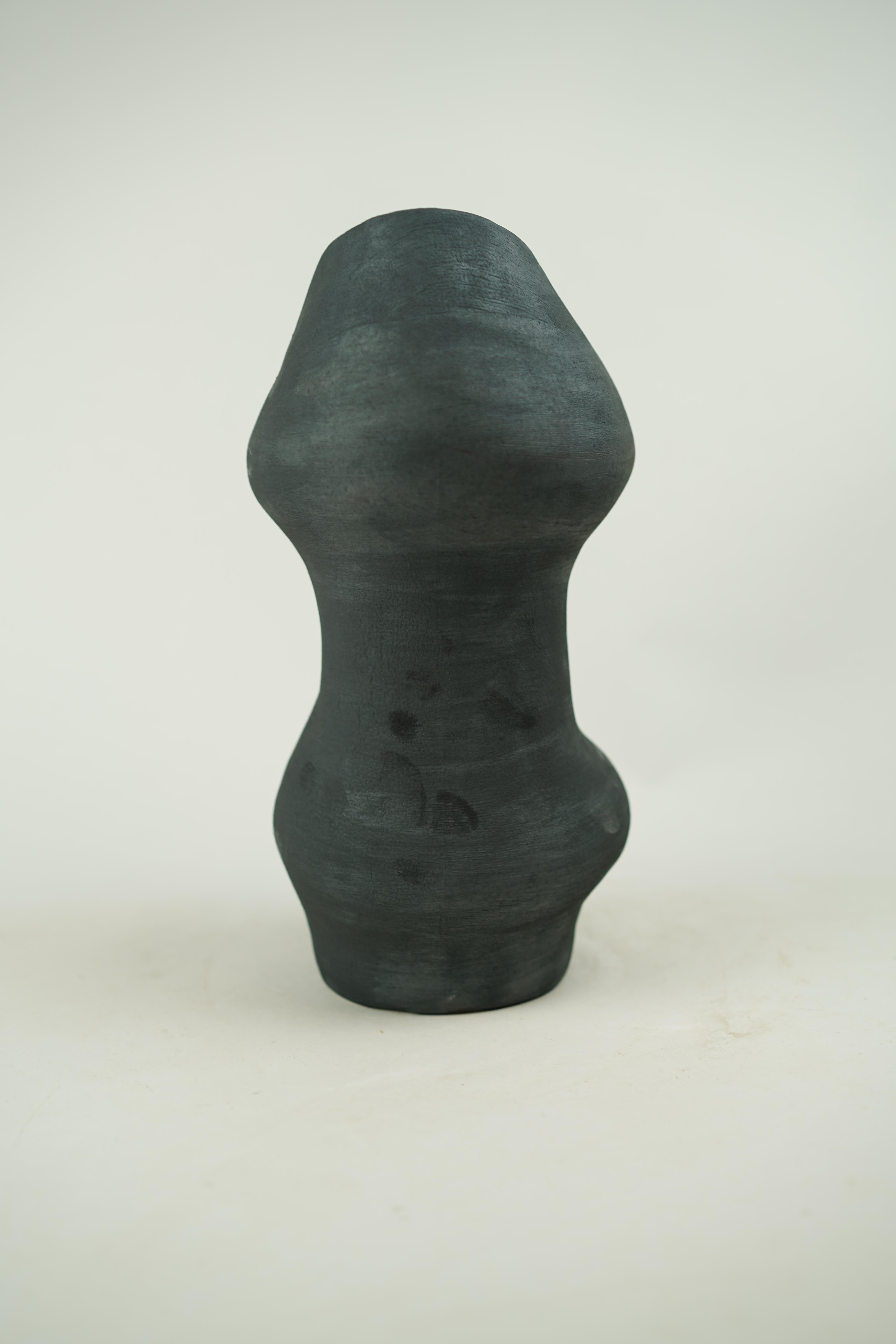 Hand-Crafted Wabi Sabi Ebony Canyon Vase, Available in 3 Sizes For Sale