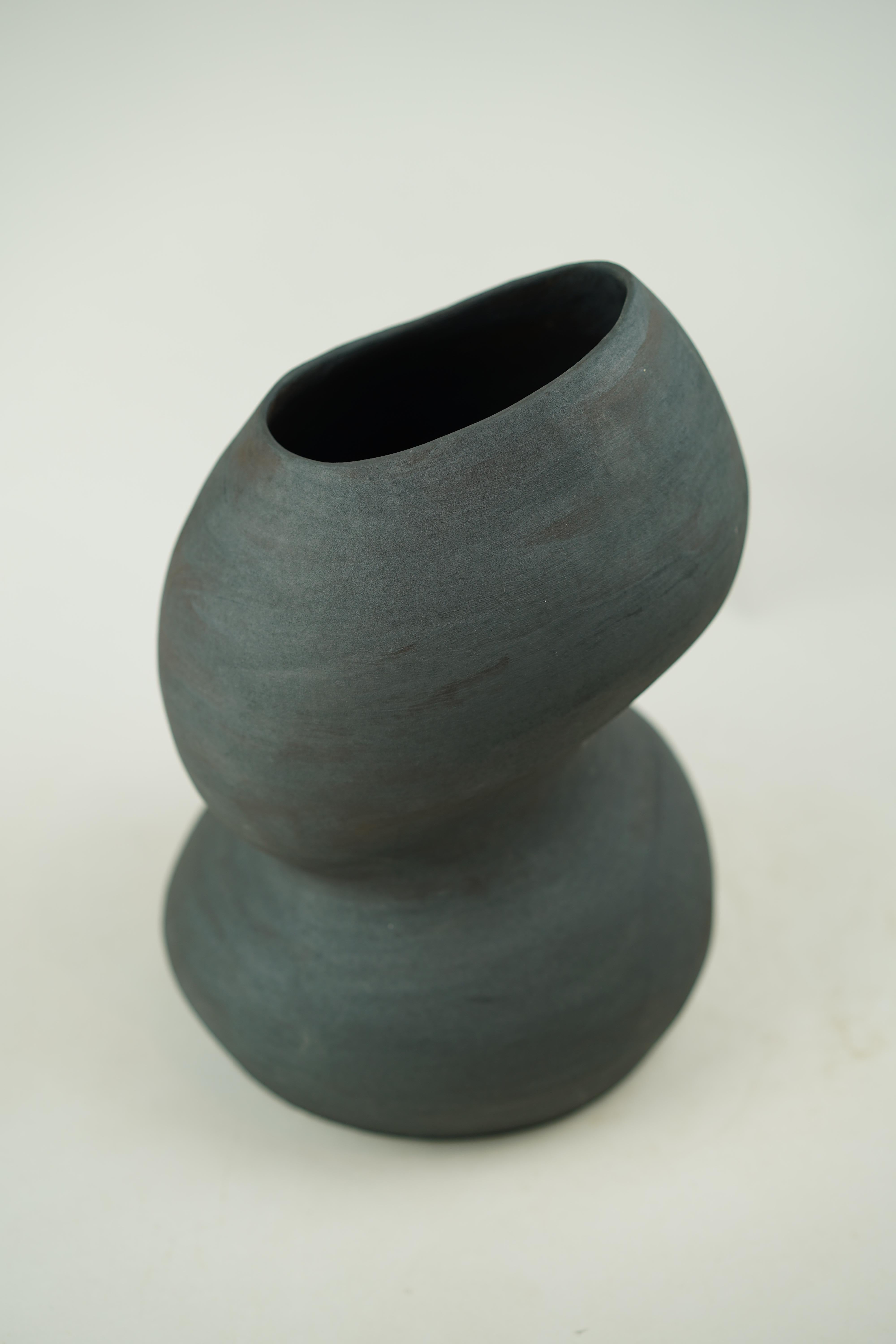 Contemporary Wabi Sabi Ebony Canyon Vase, Available in 3 Sizes For Sale