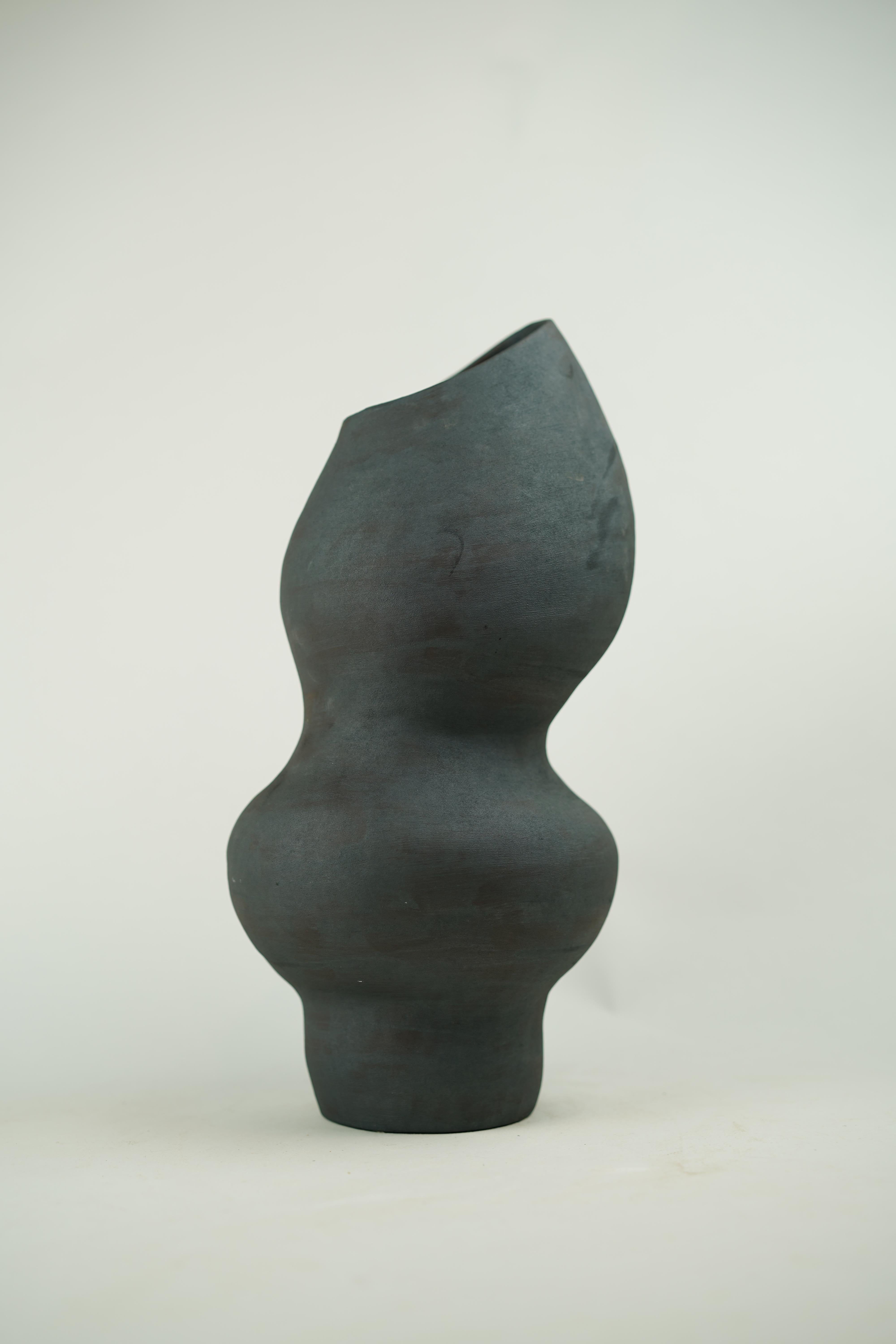 Ceramic Wabi Sabi Ebony Canyon Vase, Available in 3 Sizes For Sale