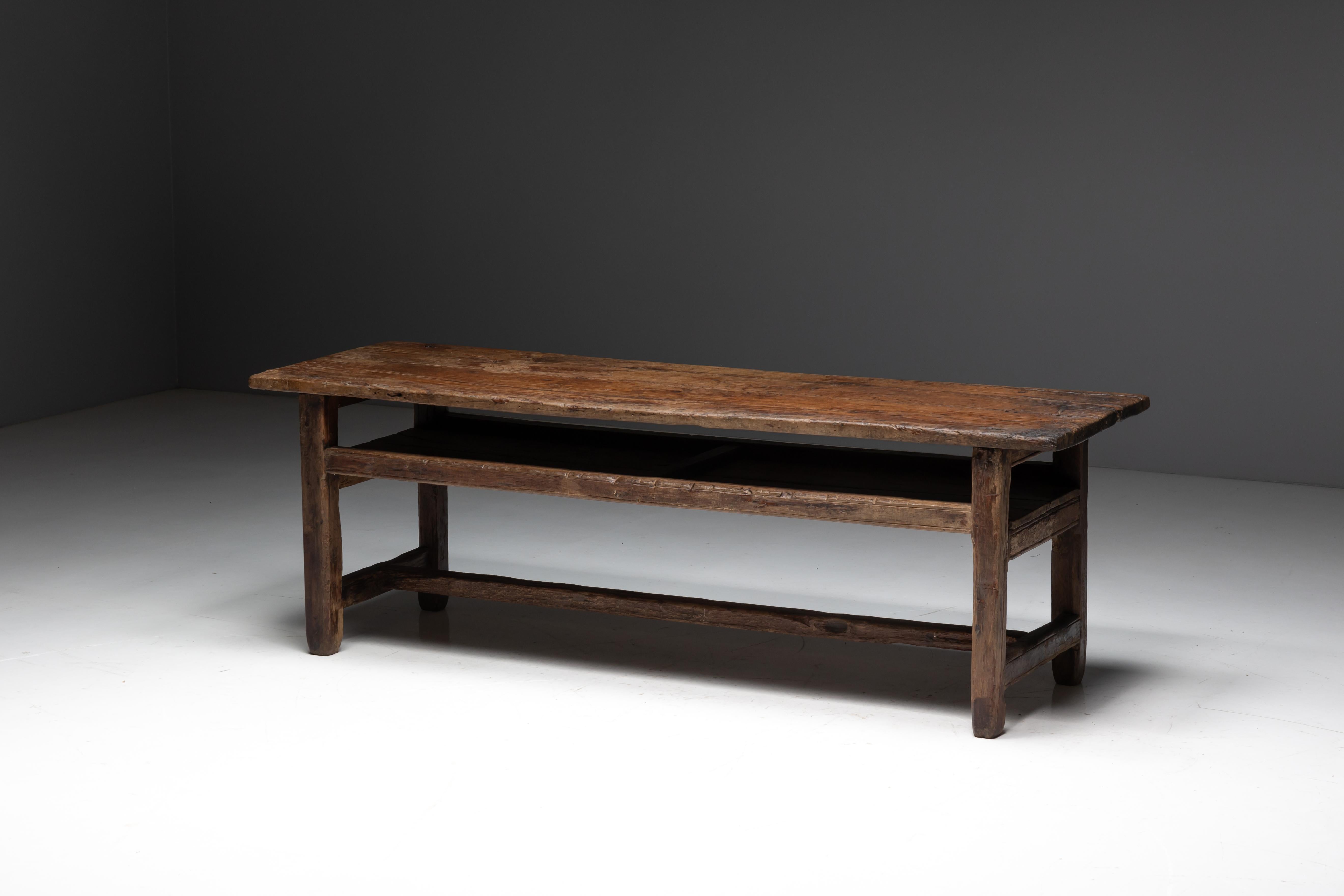 Table de travail de ferme Wabi Sabi, France, 19e siècle en vente 3