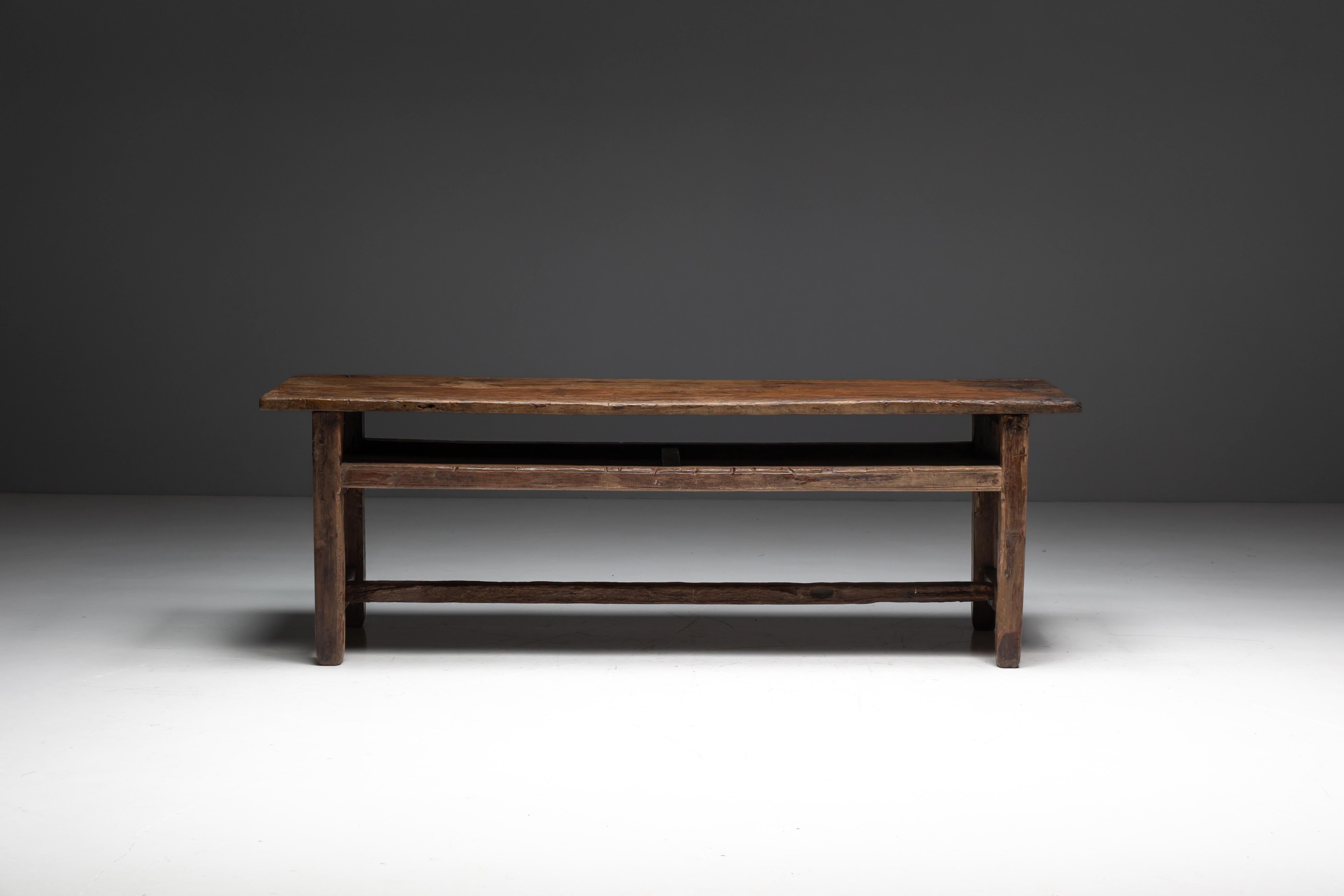 Table de travail de ferme Wabi Sabi, France, 19e siècle en vente 4