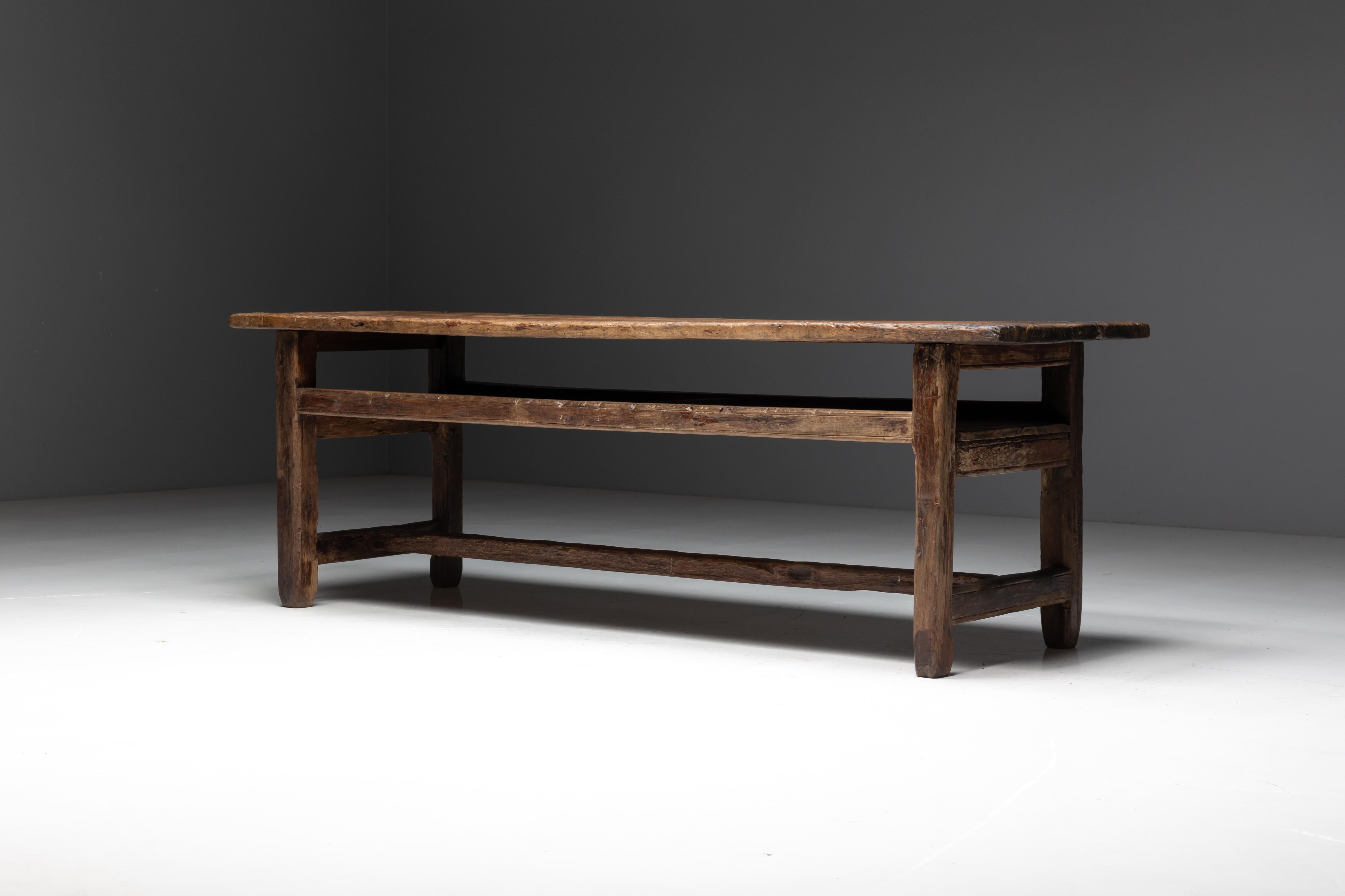 Table de travail de ferme Wabi Sabi, France, 19e siècle en vente 7