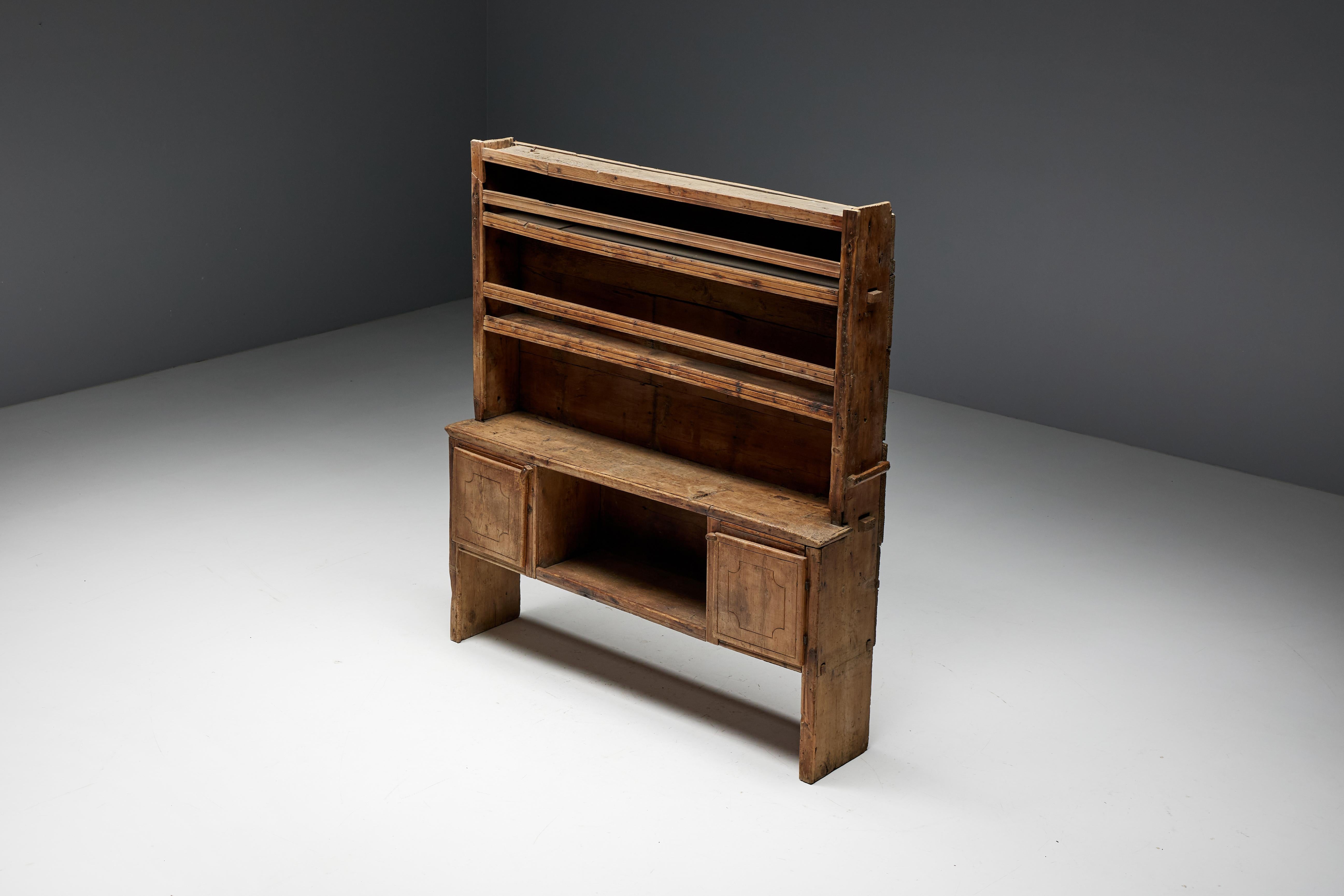 Rustic Wabi Sabi Folk Art Dresser, France, Early 19th Century