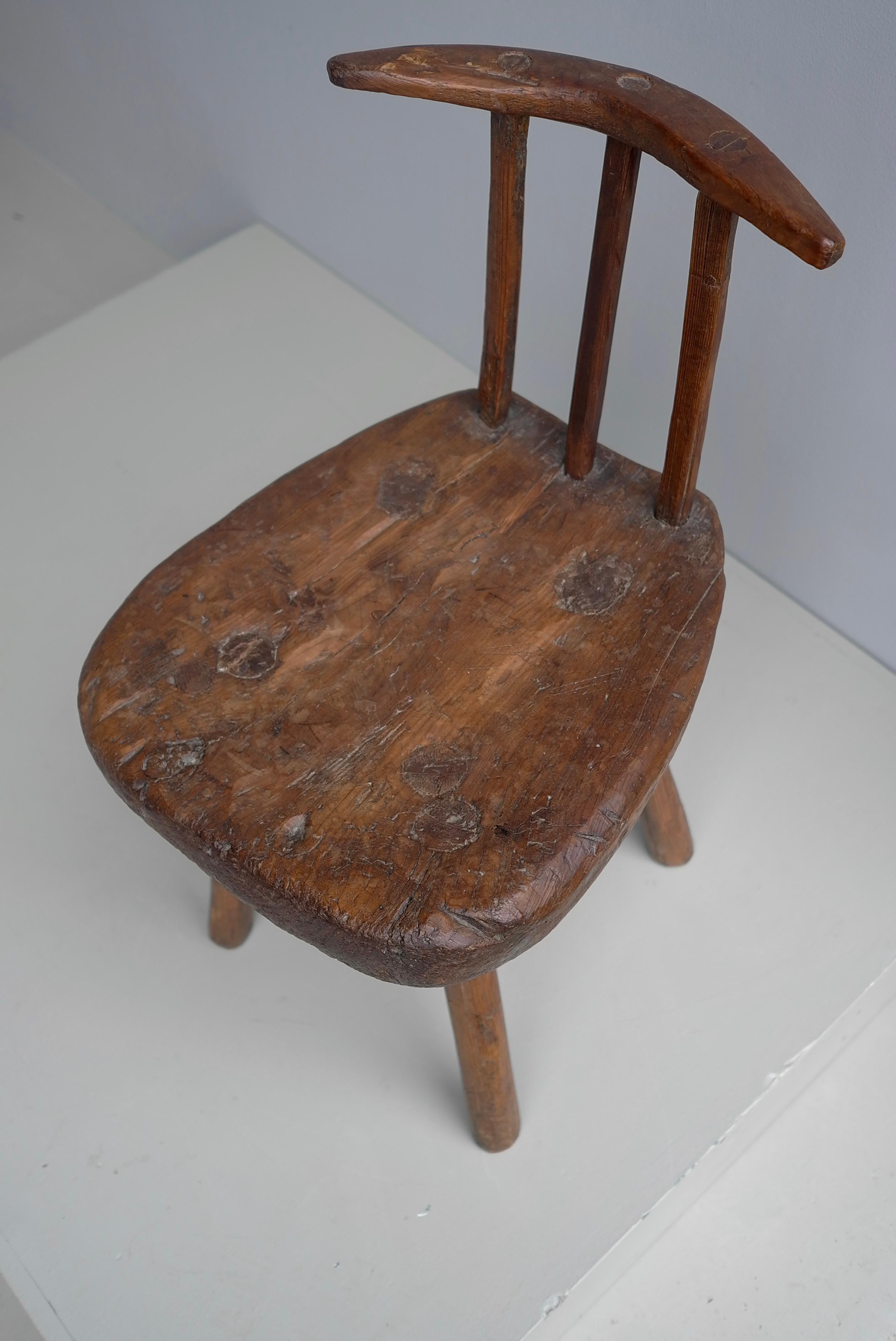 Wabi Sabi Folk Art Wooden Boomerang side Chair,  France early 1900 6