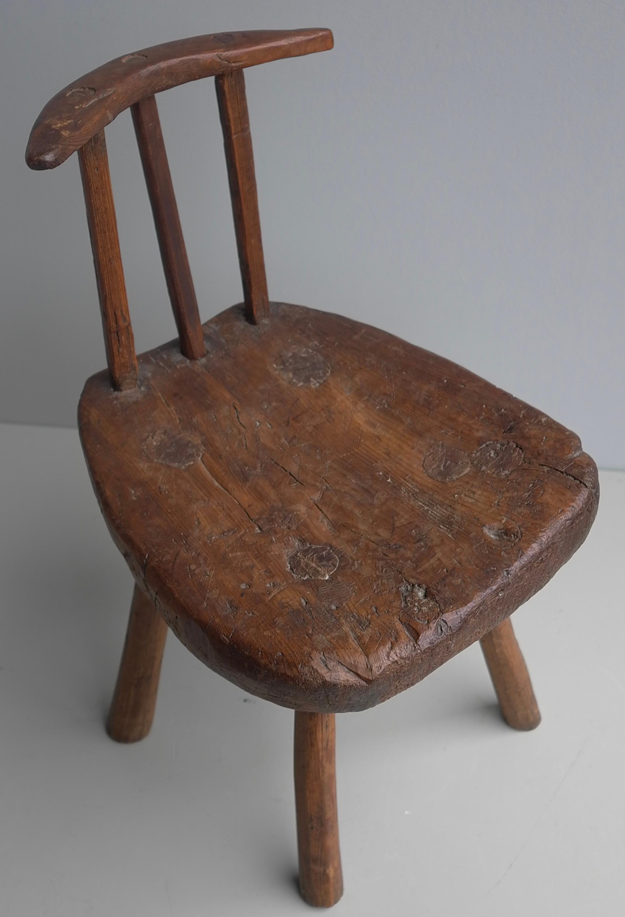Wabi Sabi Folk Art Wooden Boomerang side Chair,  France early 1900 7