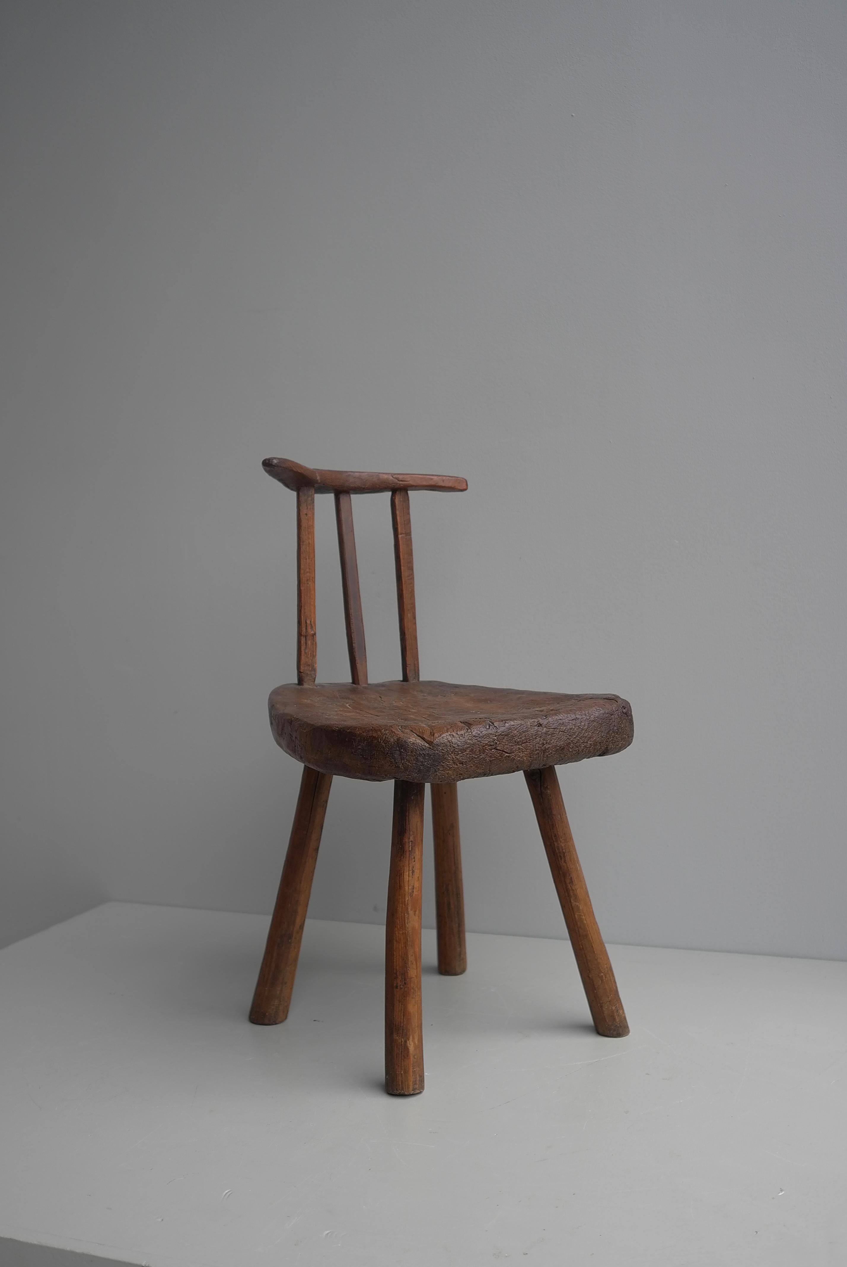 Wabi Sabi Folk Art Wooden Boomerang side Chair,  France early 1900 3