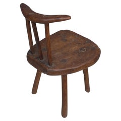 Wabi Sabi Folk Art Wooden Boomerang side Chair,  France early 1900