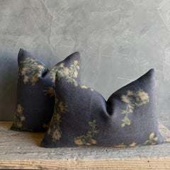 Wabi Sabi French Linen Roses Accent Pillow in Ocré