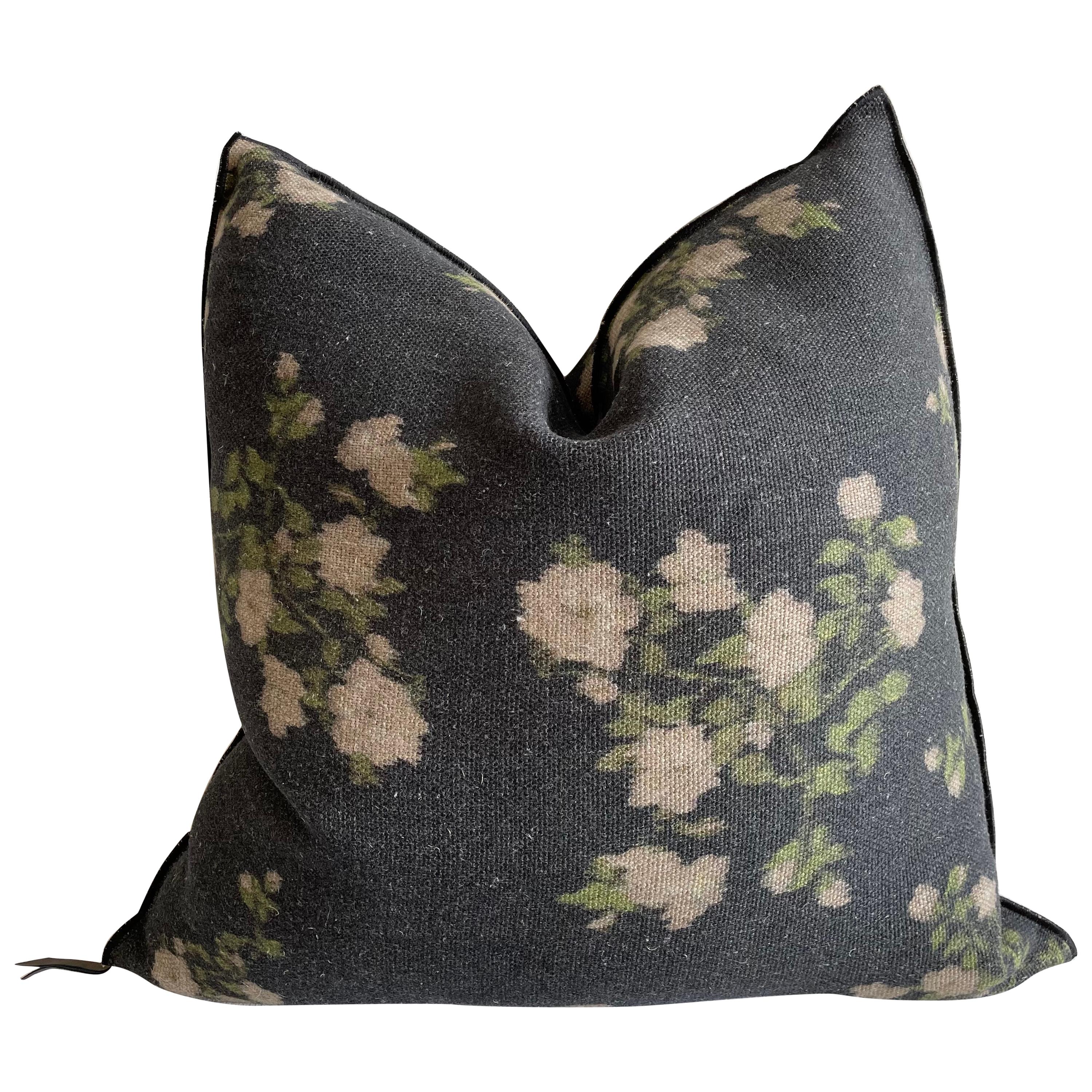 Wabi Sabi French Linen Roses Euro Pillow For Sale