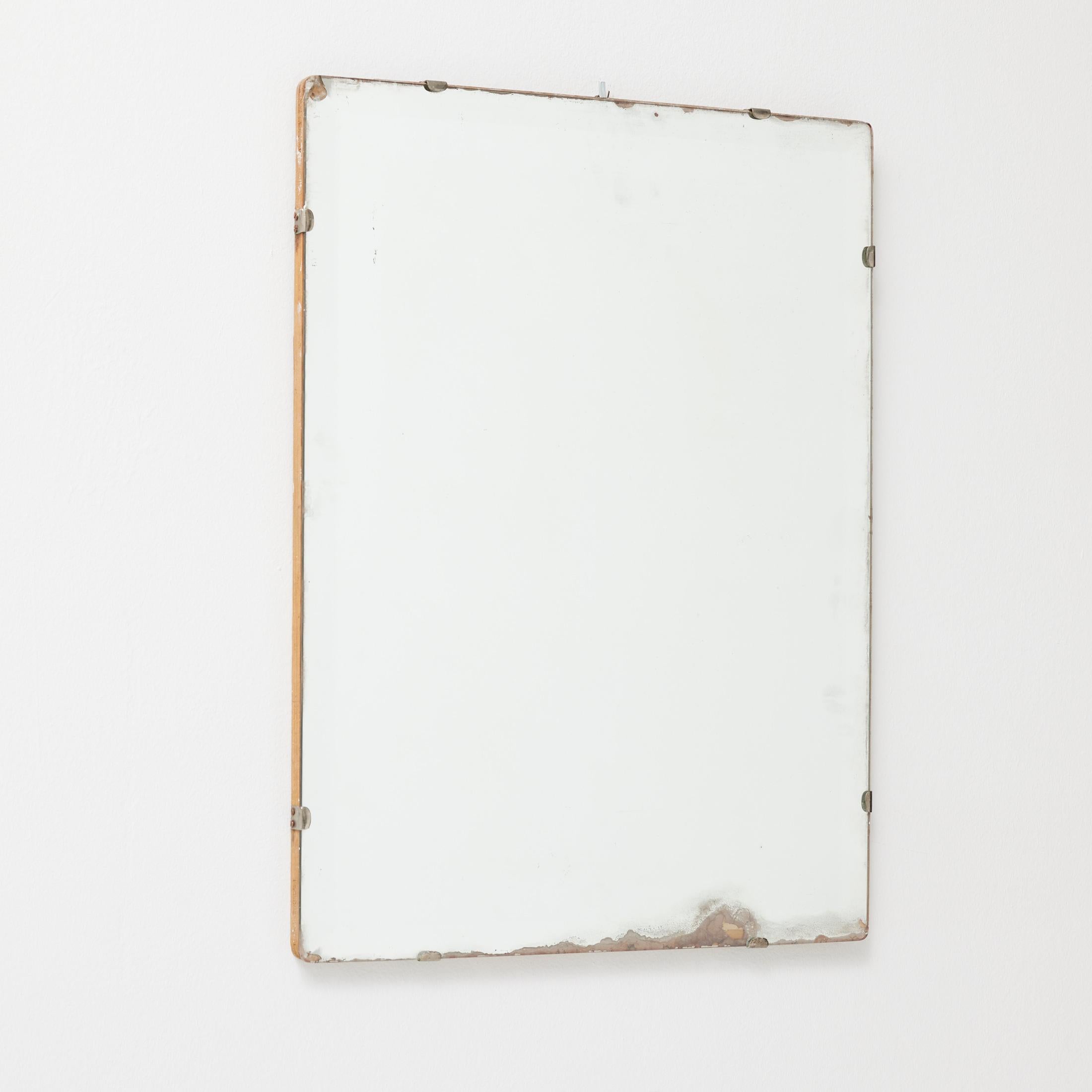 Wabi-Sabi French Rectangular Mirror with Raw Edges and Foxing, 1940 In Good Condition For Sale In Barcelona, ES