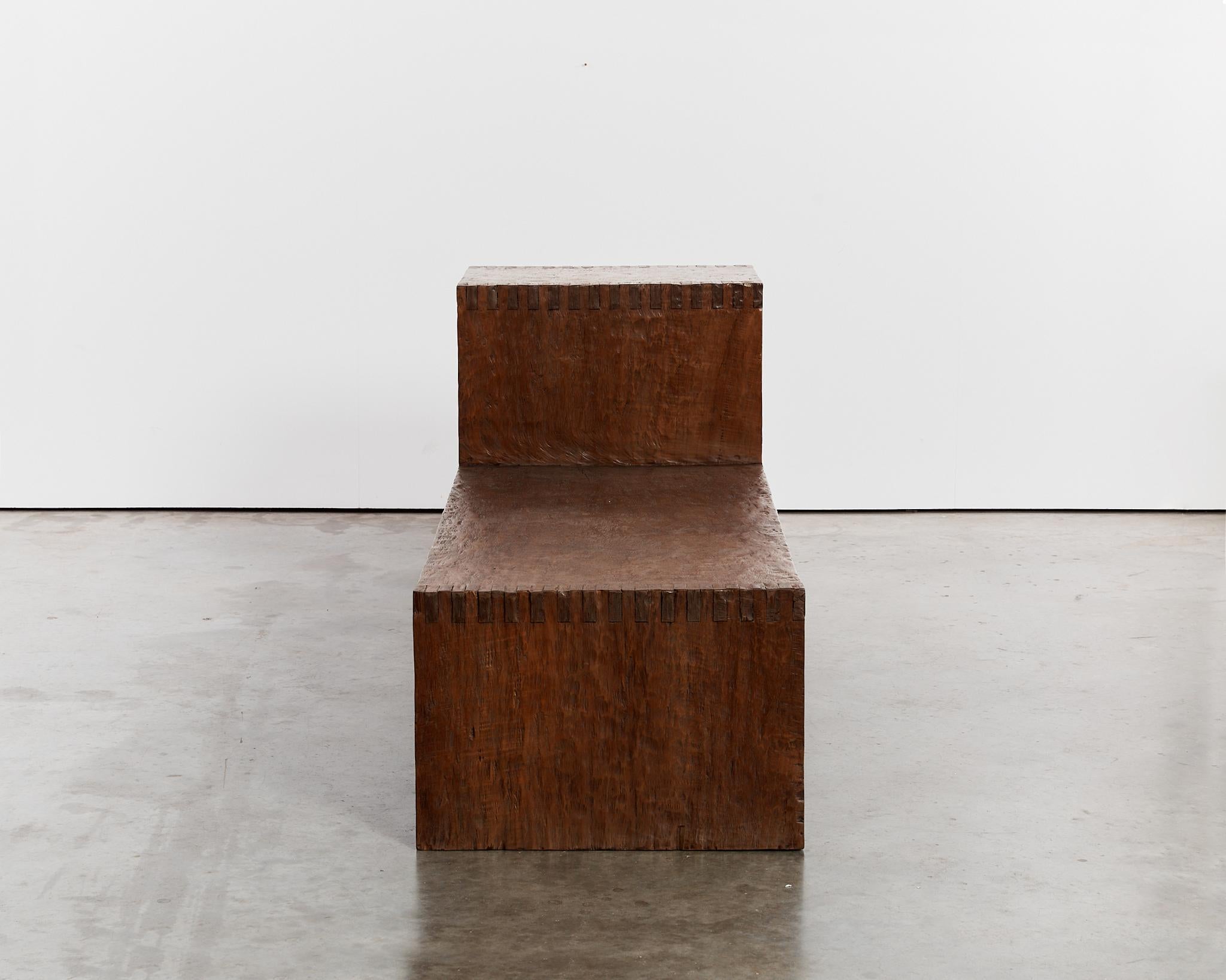 Wabi sabi hand chiselled hardwood bench statement table For Sale 3
