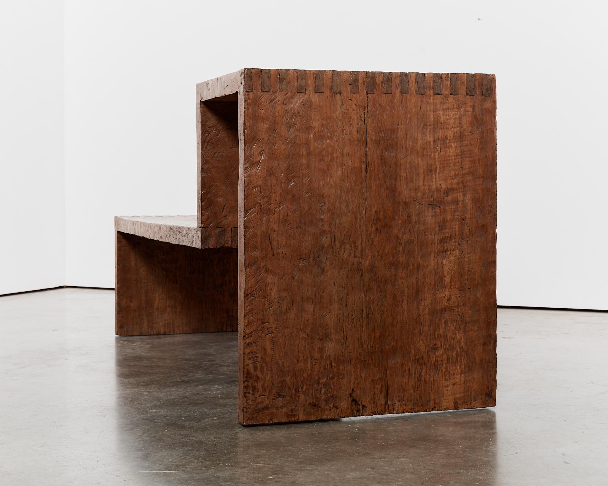 Wabi sabi hand chiselled hardwood bench statement table For Sale 4