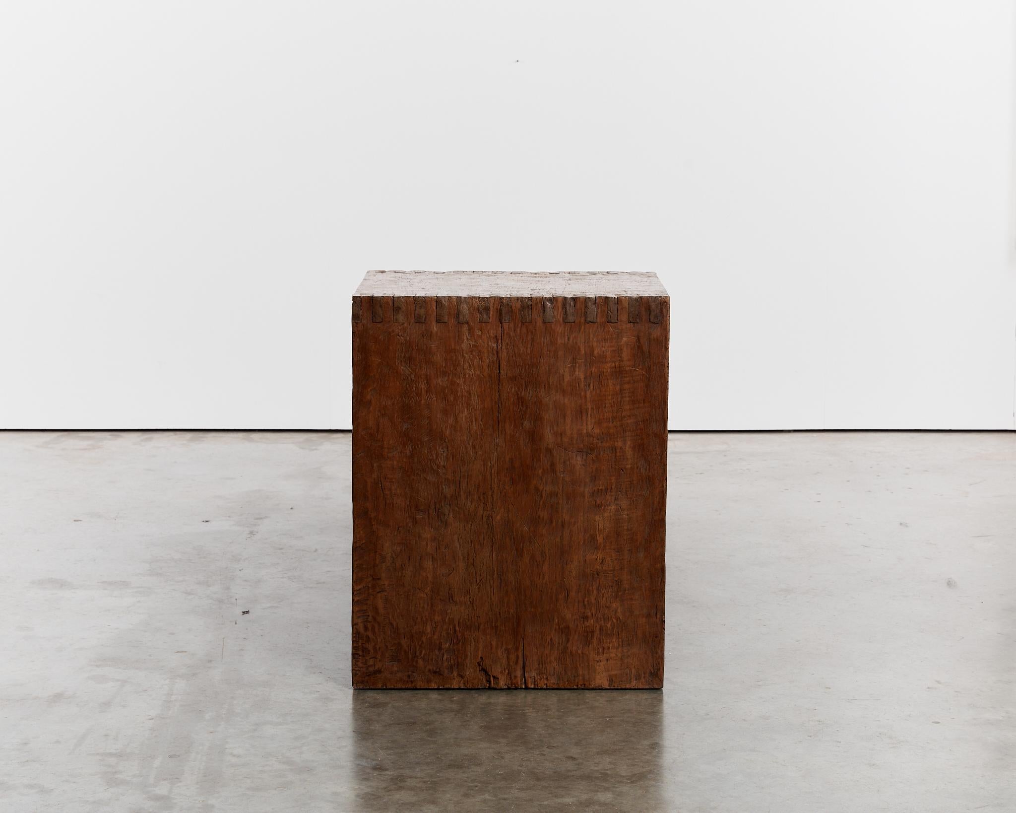 20th Century Wabi sabi hand chiselled hardwood bench statement table For Sale