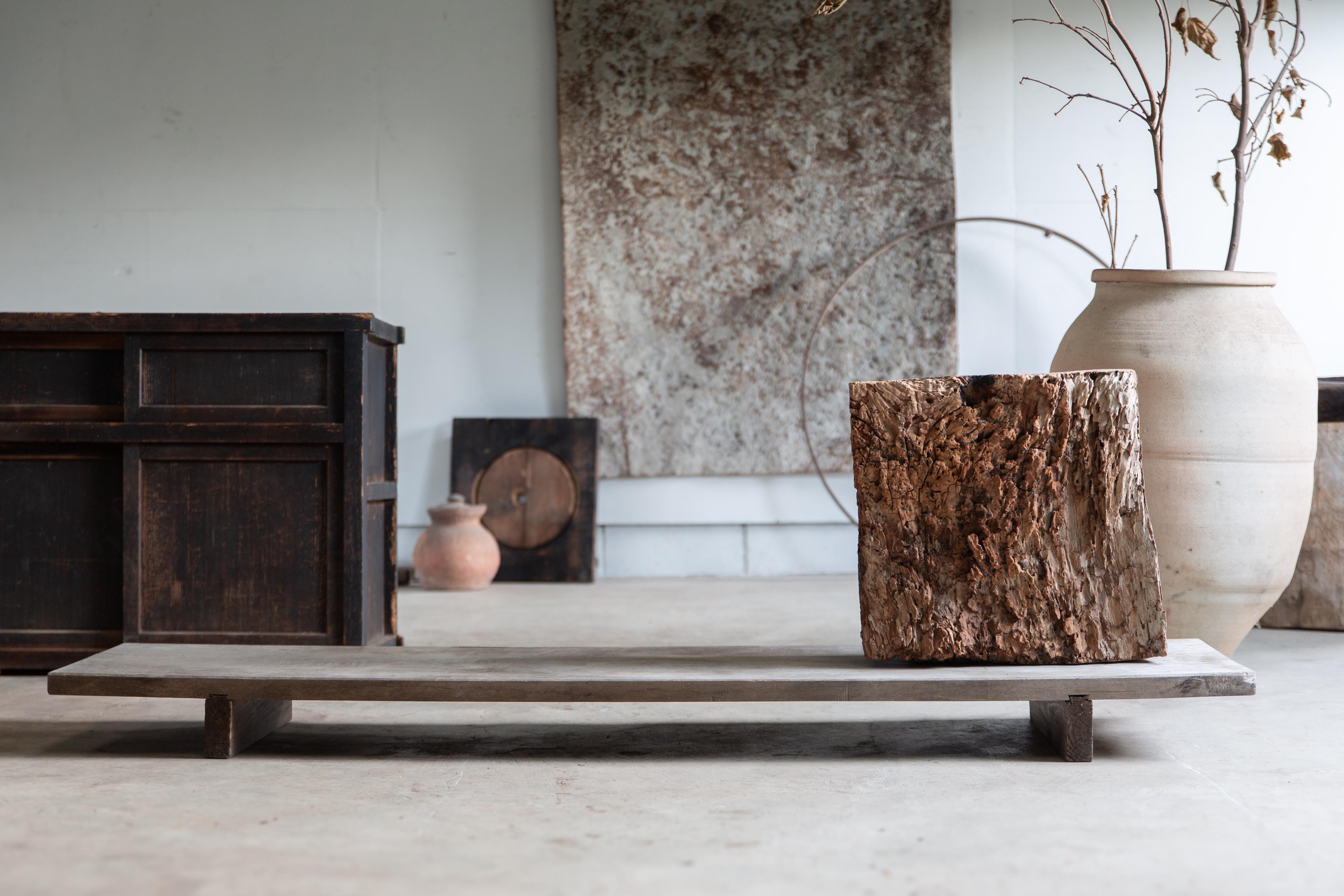 Wood wabi sabi long low table, primitive coffee table - Japanese antique furniture
