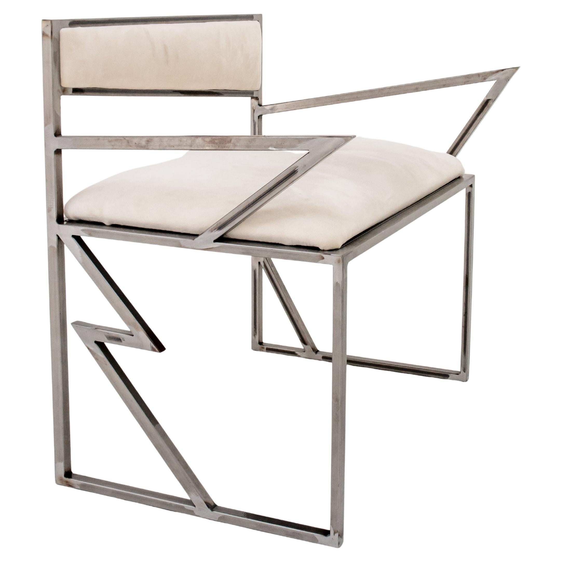 Collectible design luxurious steel dining chairs by Roos Schneijderberg - Set 4 For Sale 5