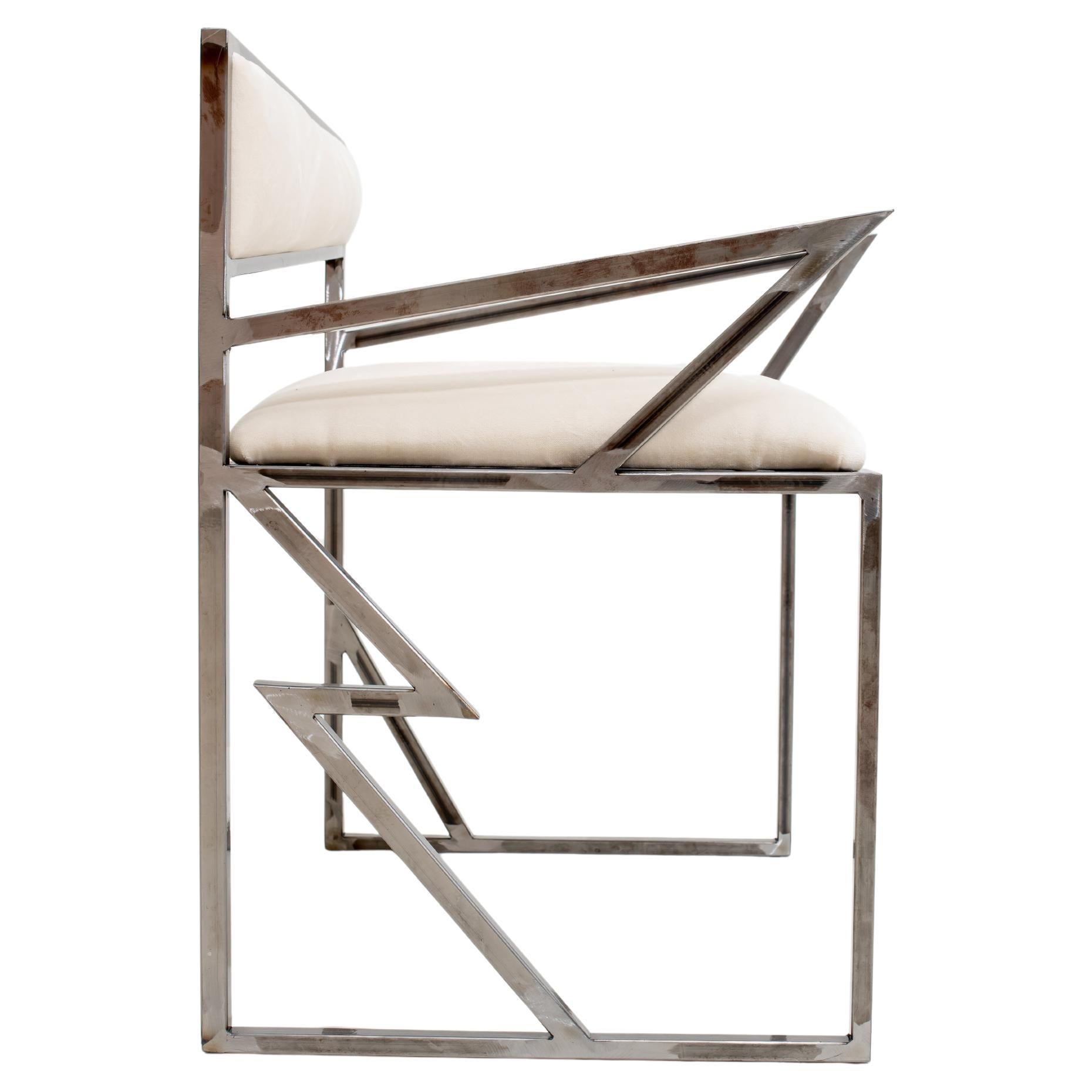 Collectible design luxurious steel dining chairs by Roos Schneijderberg - Set 4 For Sale 6