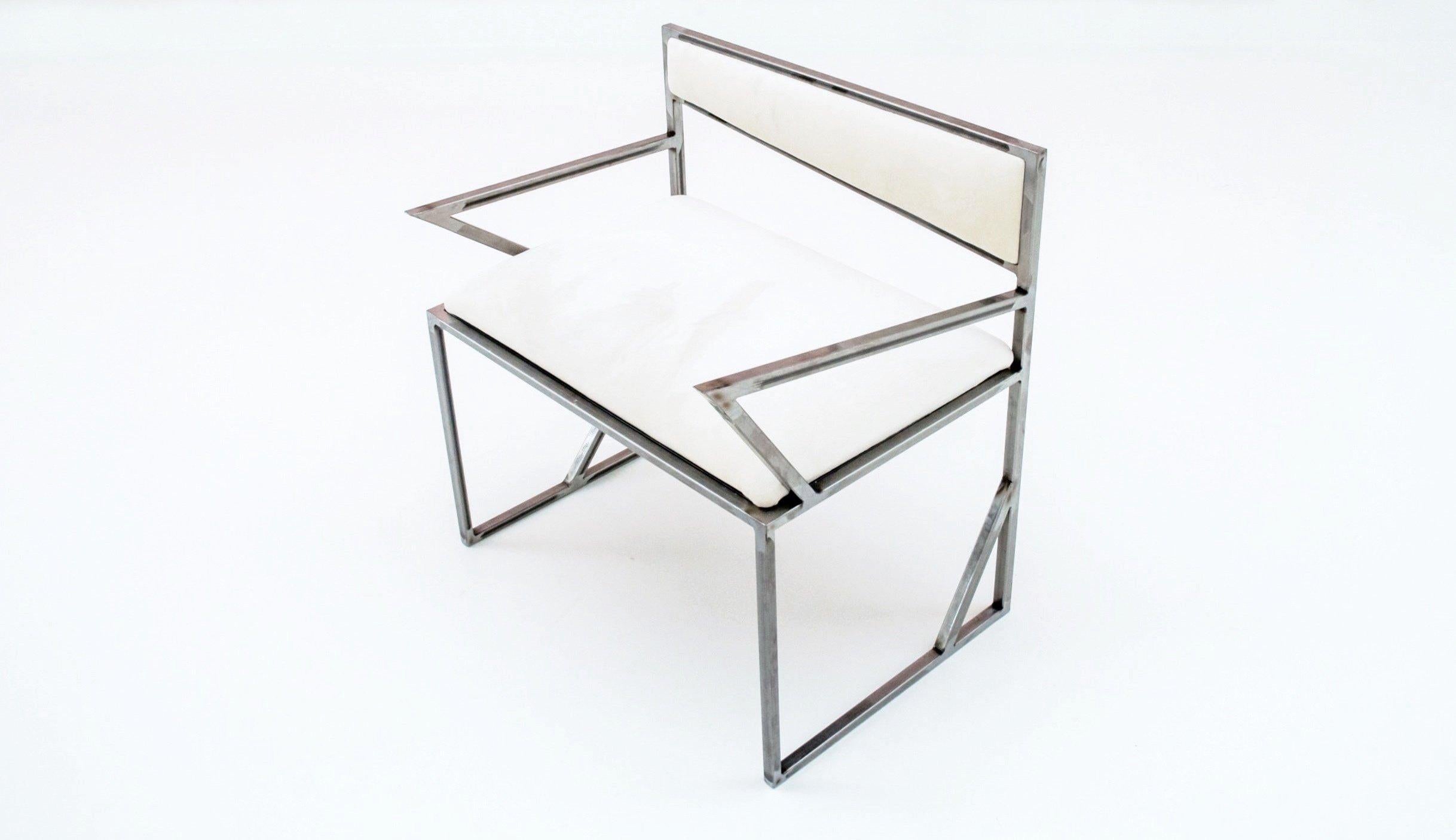 Steel Collectible design luxurious steel dining chairs by Roos Schneijderberg - Set 4 For Sale