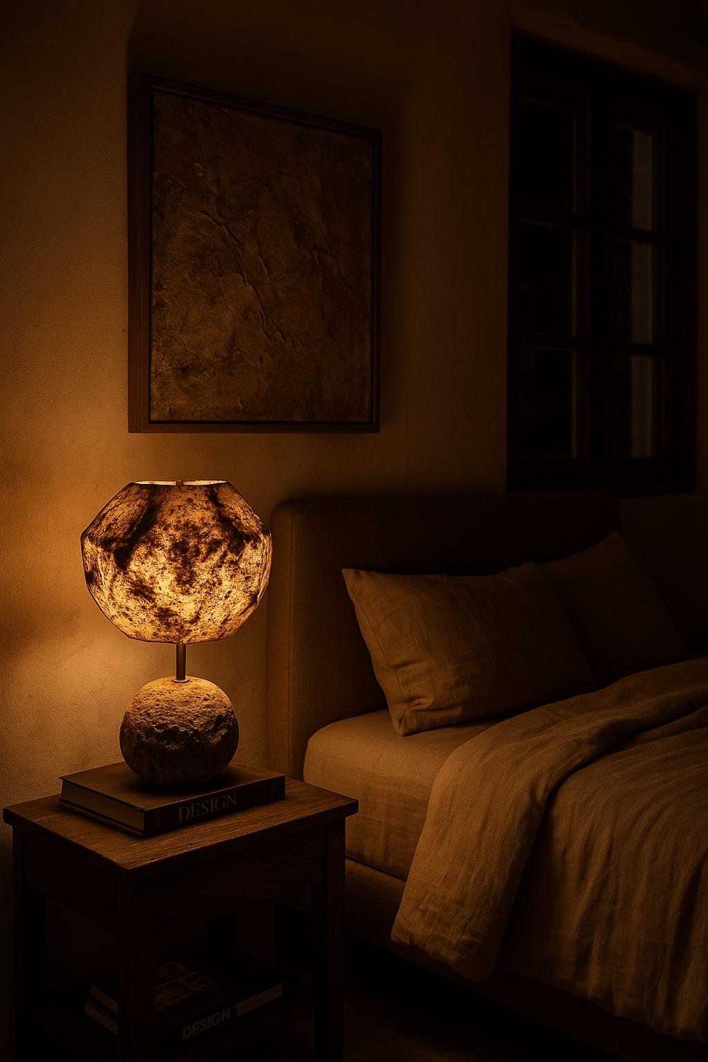 Wabi-Sabi Mondlampe - Handgefertigtes Dekor für ruhige, minimalistische Innenräume im Angebot 4