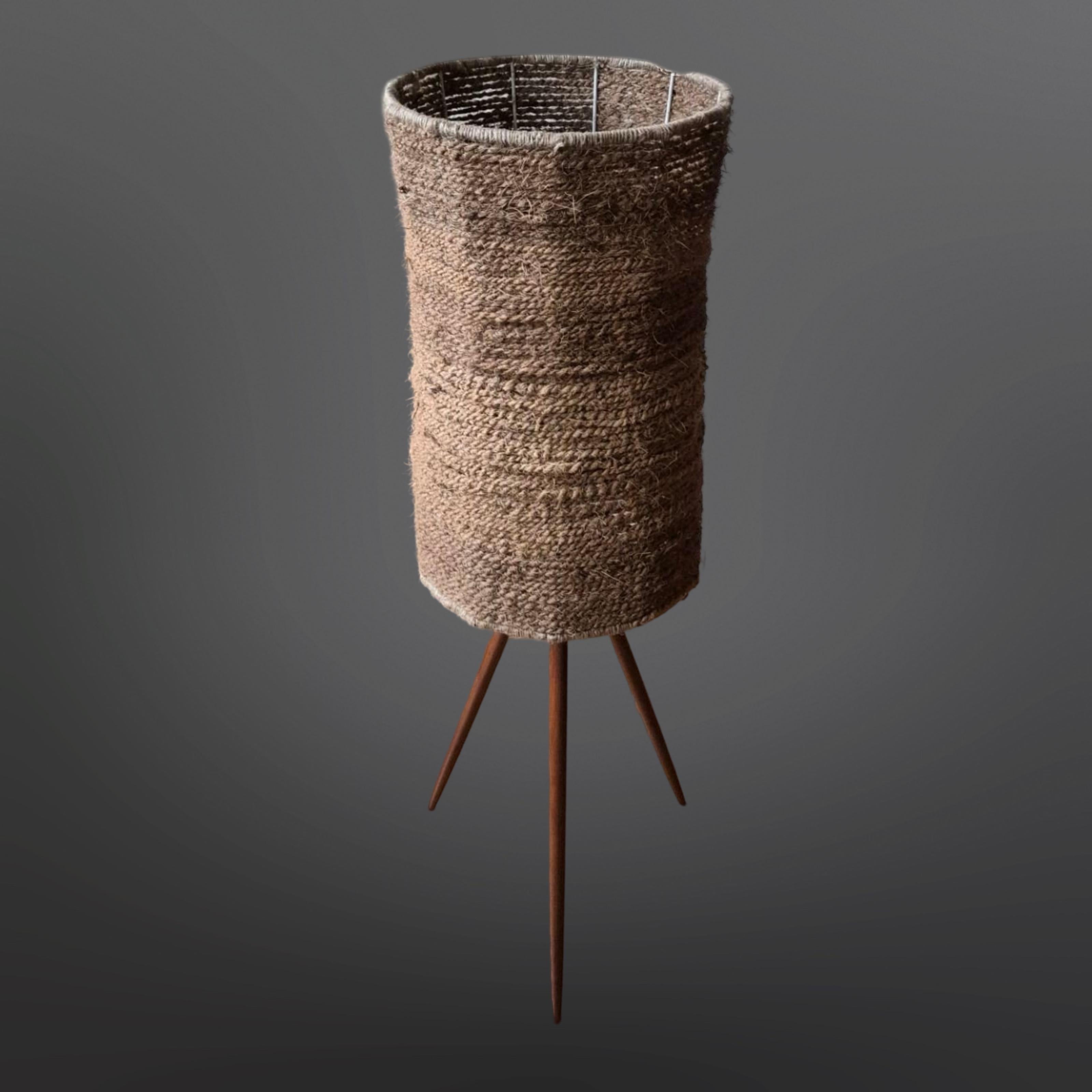Wabi sabi natural fiber floor lamp, Denmark 1960s For Sale 2