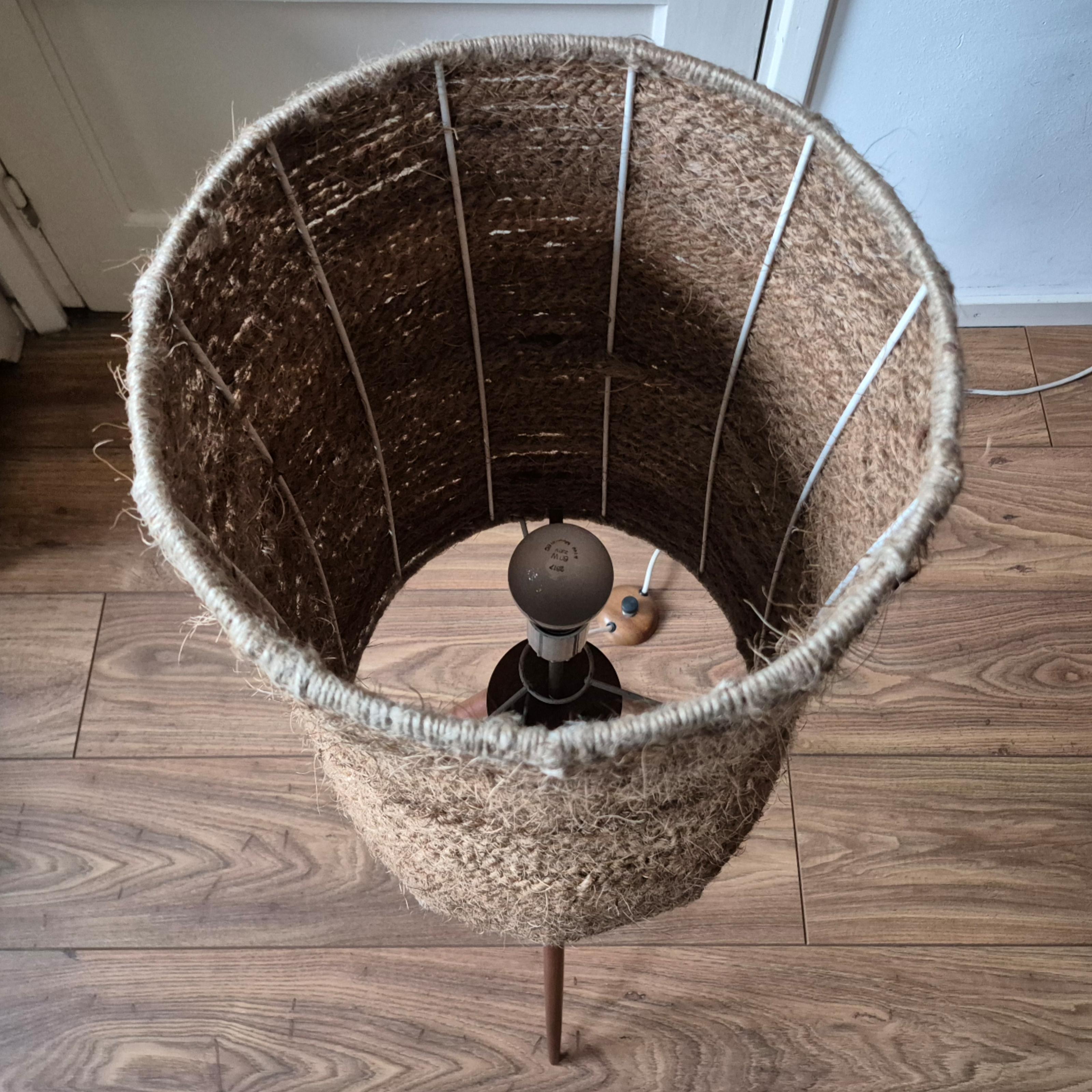 Wabi sabi natural fiber floor lamp, Denmark 1960s For Sale 4